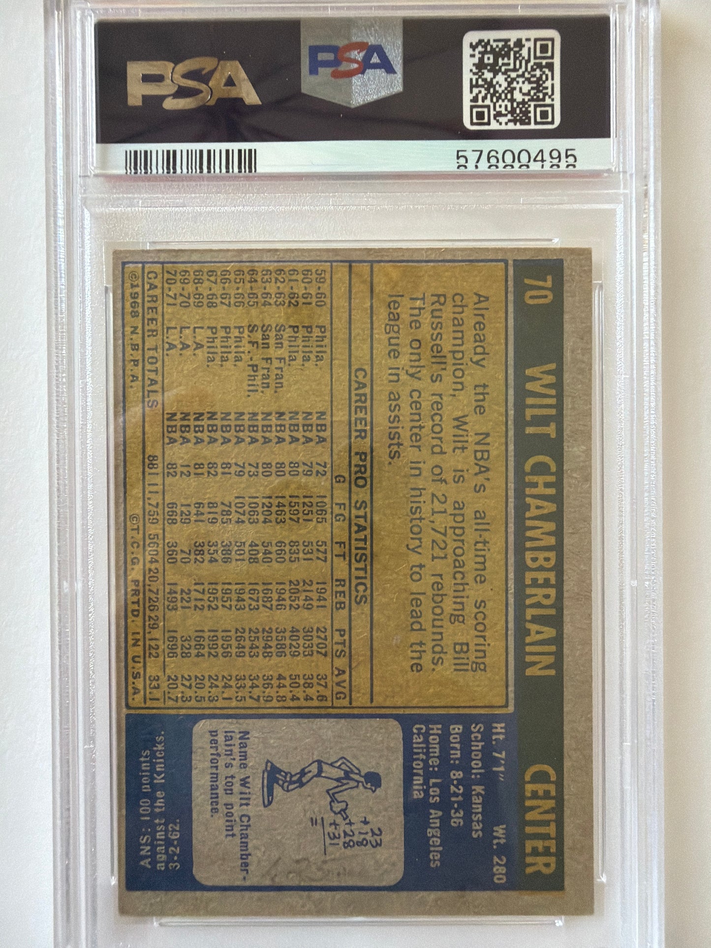 1971 Topps Wilt Chamberlain #70 PSA 4