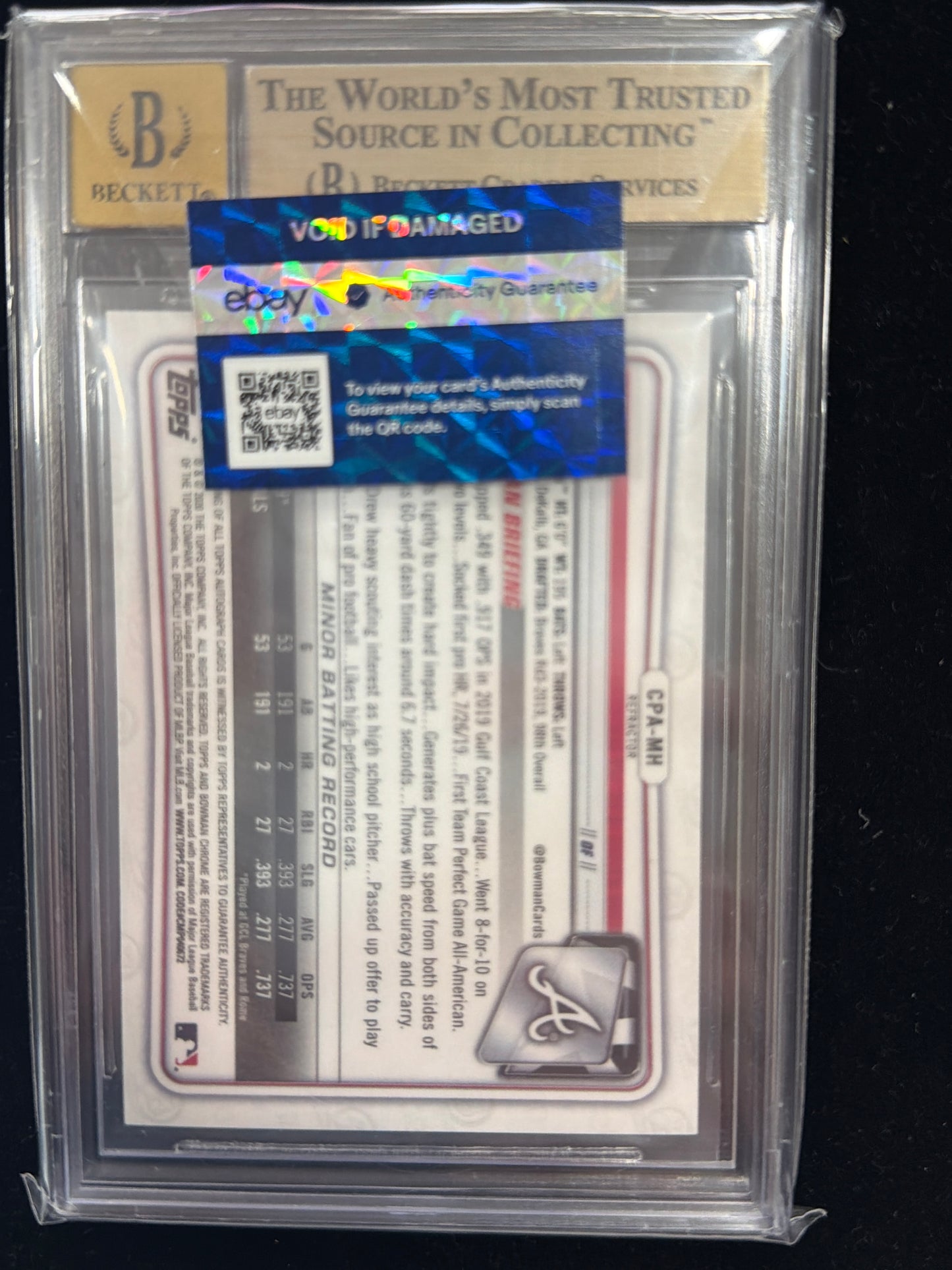 2020 Bowman Chrome Prospect Autographs Refractors Michael Harris #CPAMH BGS 9.5