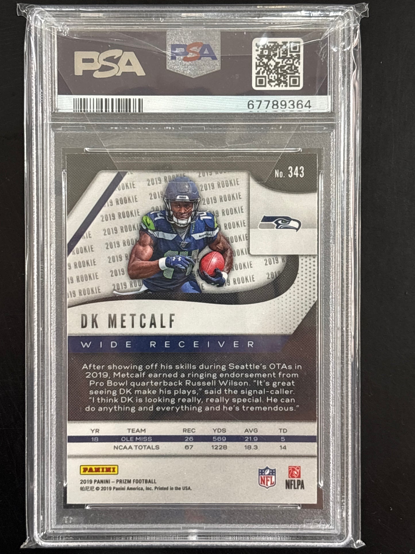 2019 Panini Prizm DK Metcalf #343 PSA 10