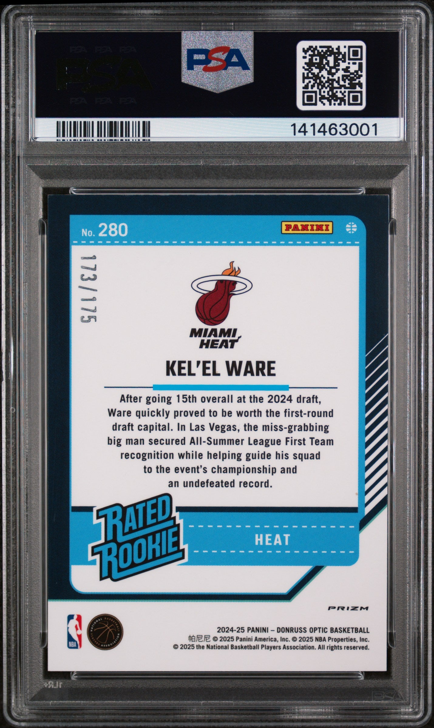 2024 Panini Donruss Optic Kel'el Ware #280 Orange PSA 10