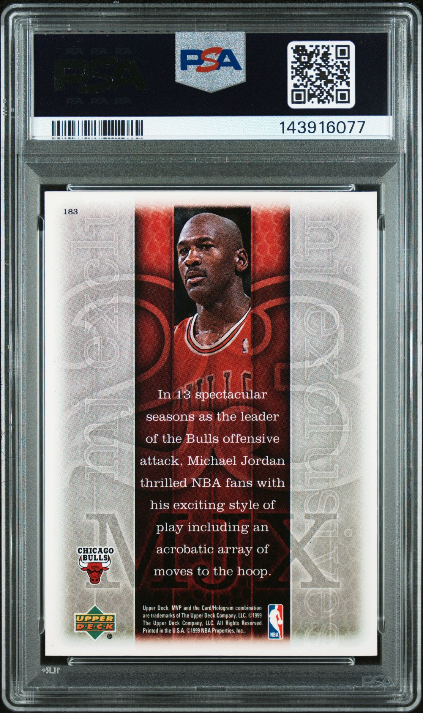 1999 Upper Deck MVP Michael Jordan #183 PSA 8