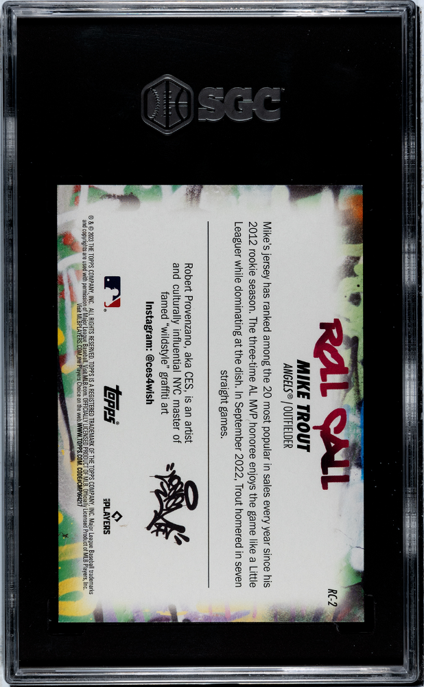 2023 Topps Big League Mike Trout #RC-2 Roll Call Wildstyle Ed. 25 SGC 10
