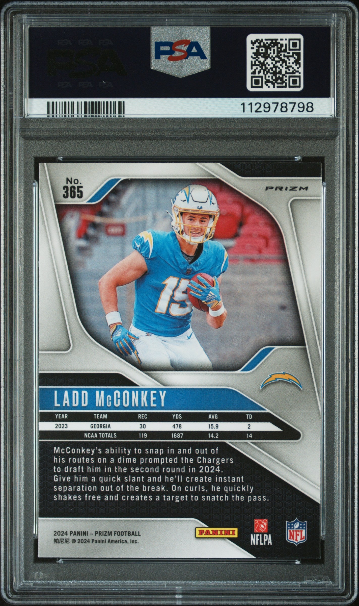 2024 Panini Prizm Ladd Mcconkey #365 Black & White Checker PSA 10