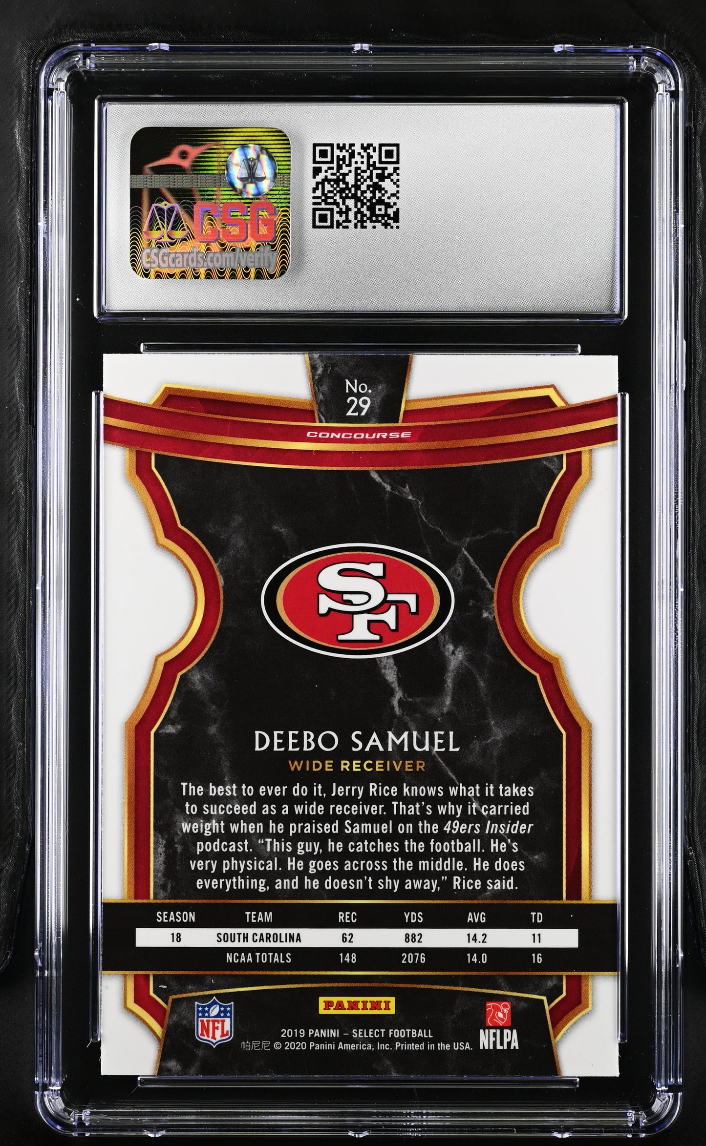 2019 Panini Select Deebo Samuel #29 CGC 9.5