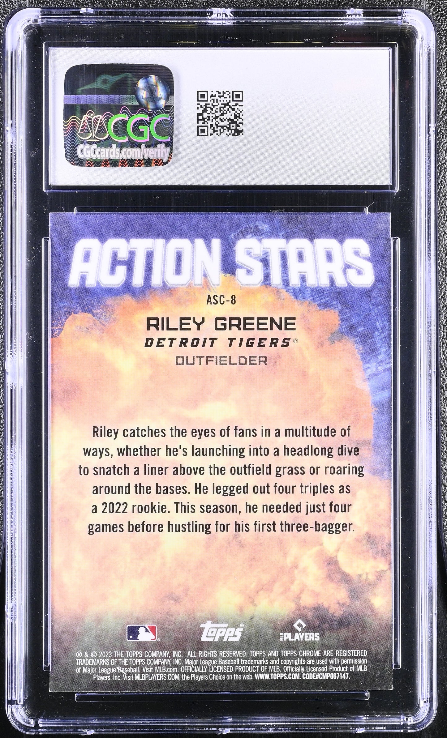 2023 Topps Chrome Update Riley Greene #ASC-8 Action Stars CGC 10