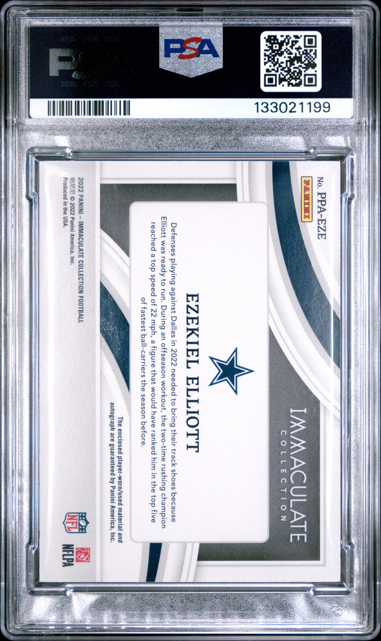 2024 Panini Immaculate Ezekiel Elliott PPA-EZE '22 Premium Pat Au Gold /10 PSA 9