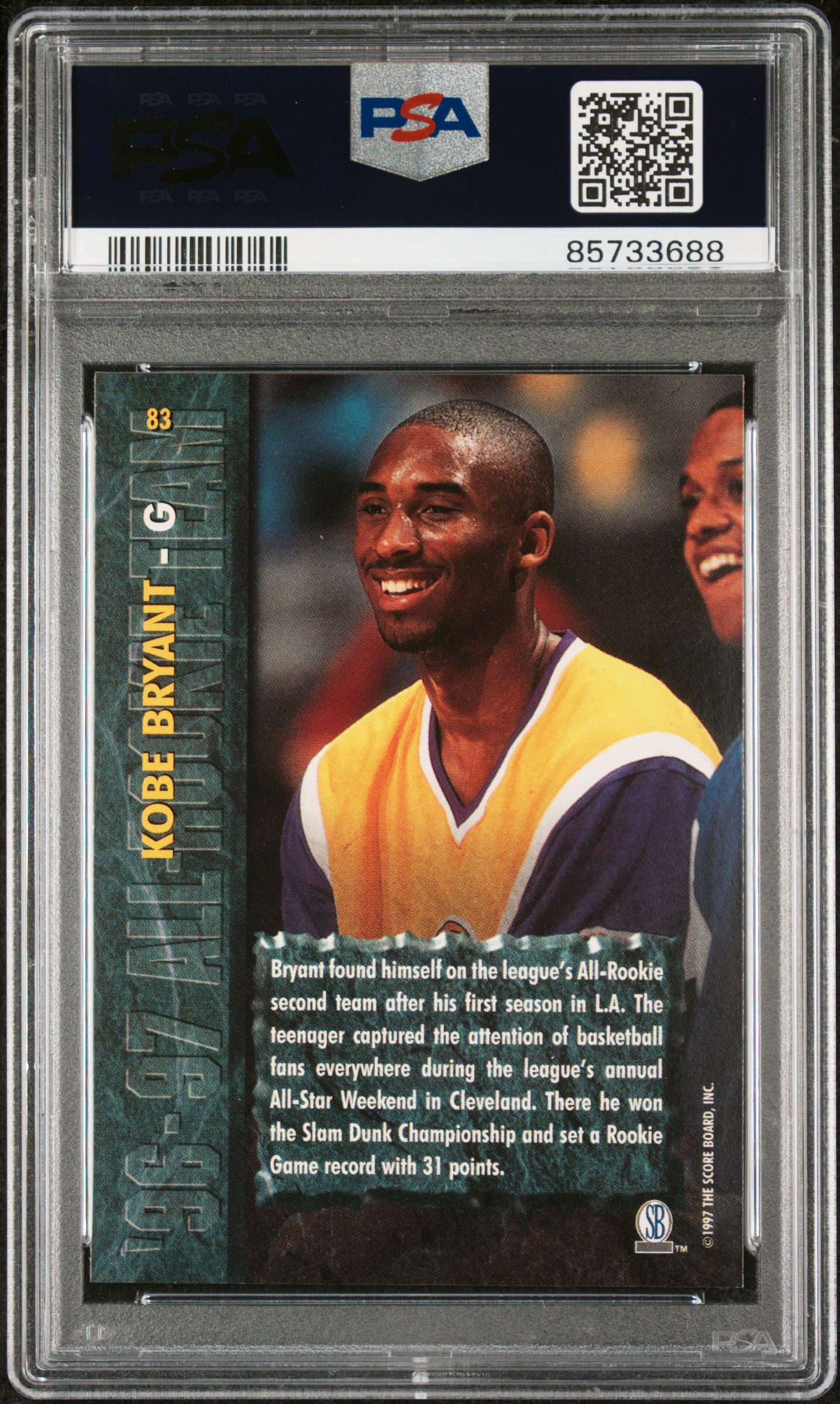 1997 Score Board Basketball Rookies Kobe Bryant #83 PSA 9