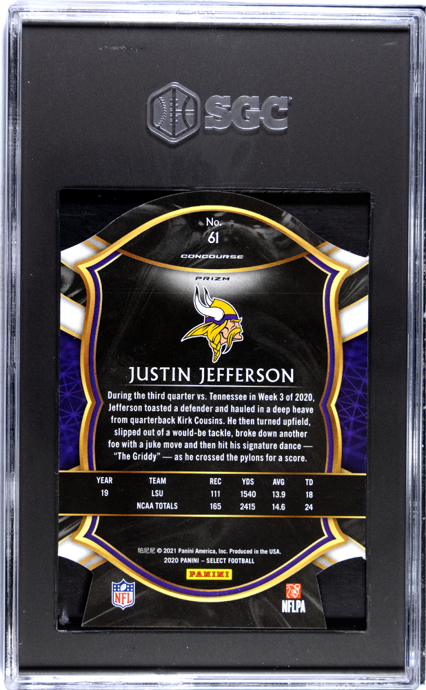 2020 Panini Select Justin Jefferson #61 Light Blue Die Cut Prizm SGC 9.5