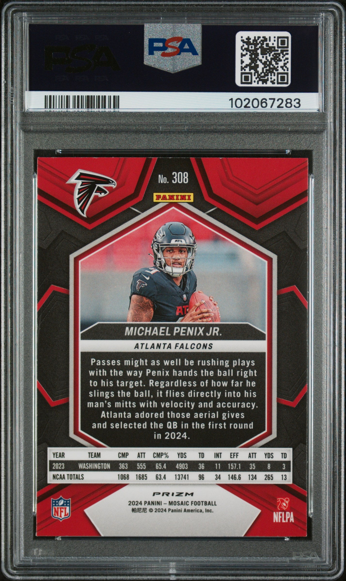 2024 Panini Mosaic Michael Penix JR. #308 Green PSA 9