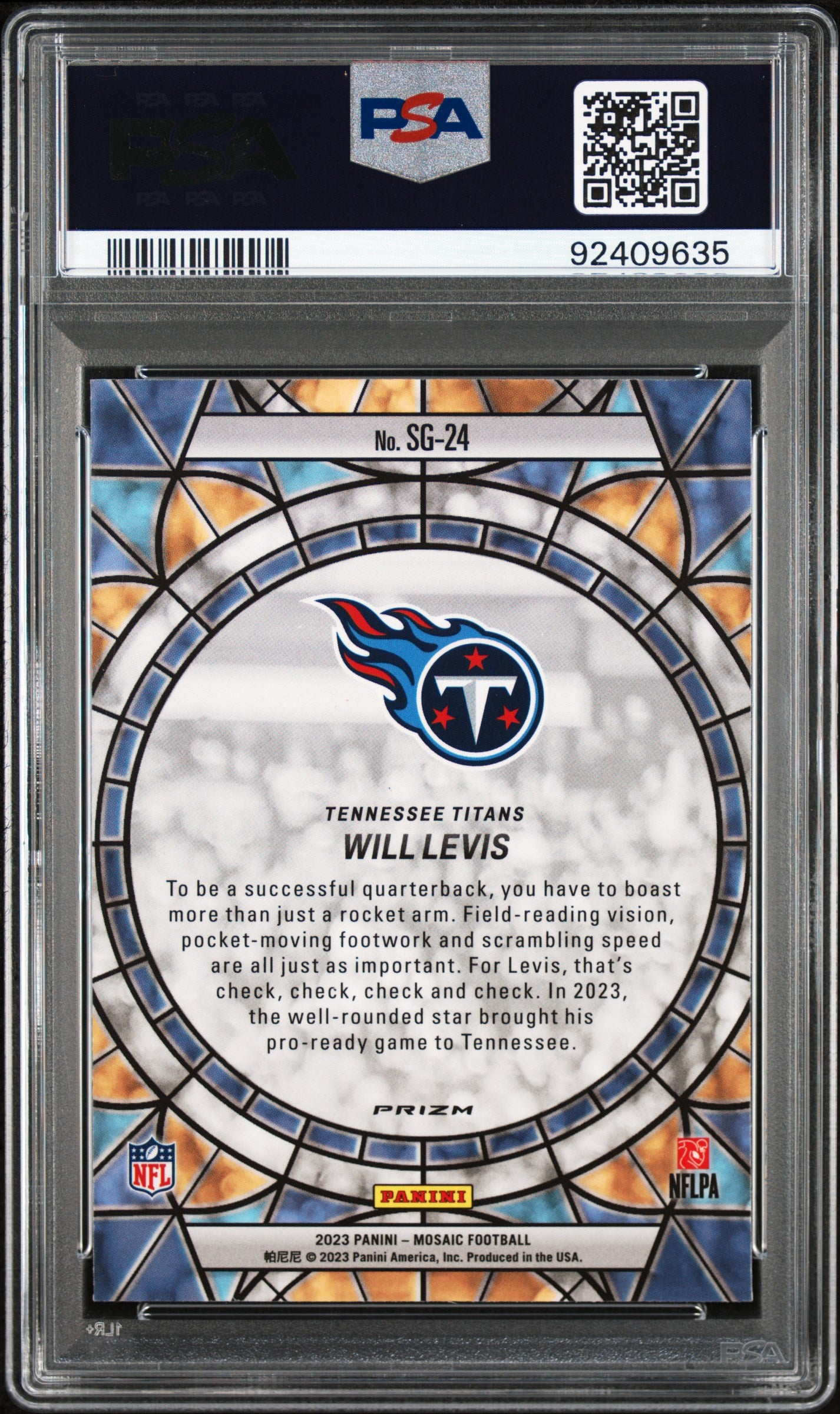 2023 Panini Mosaic Stained Glass Will Levis #SG24 PSA 10