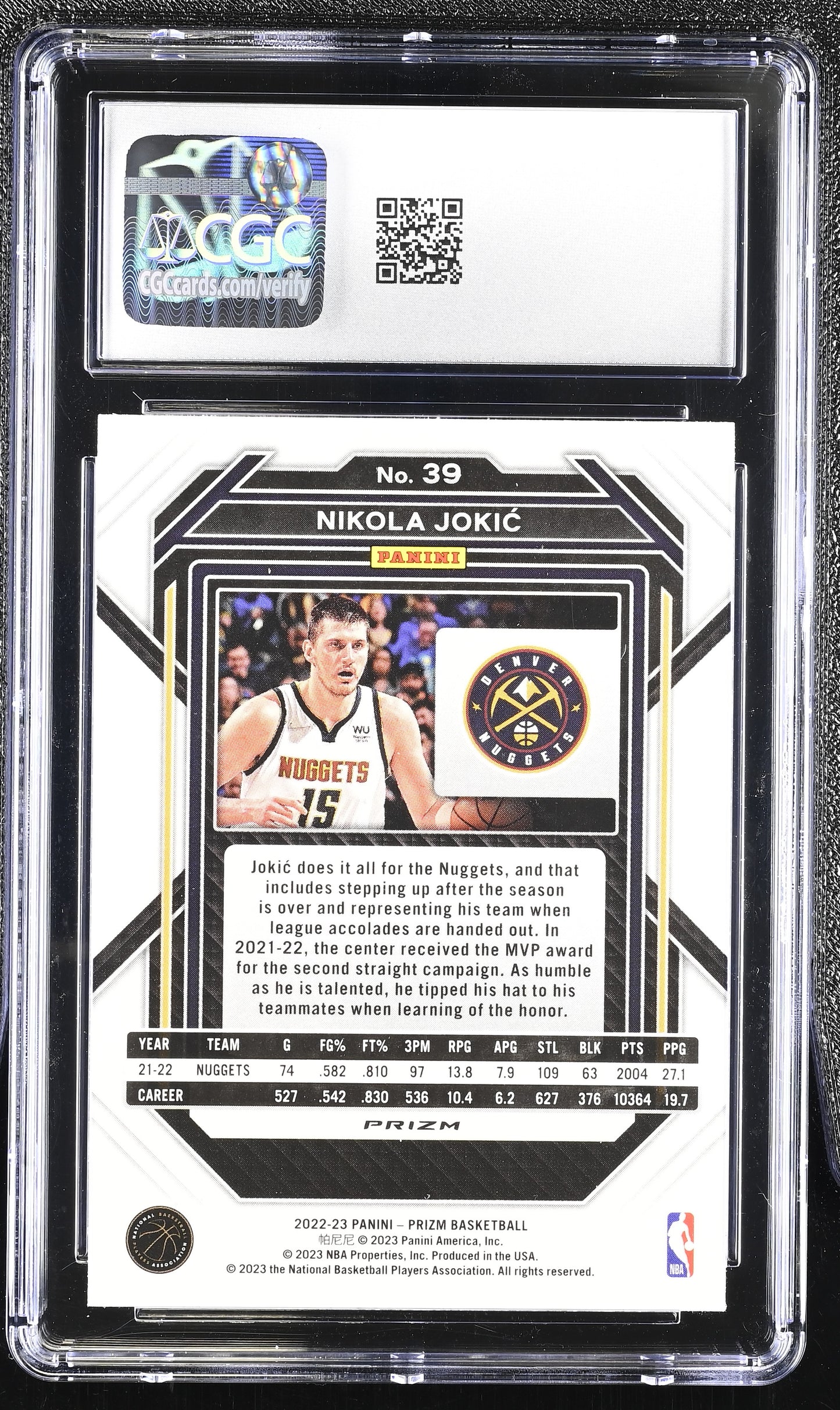 2022-23 Panini Prizm Nikola Jokic #39 Red Ice CGC 10
