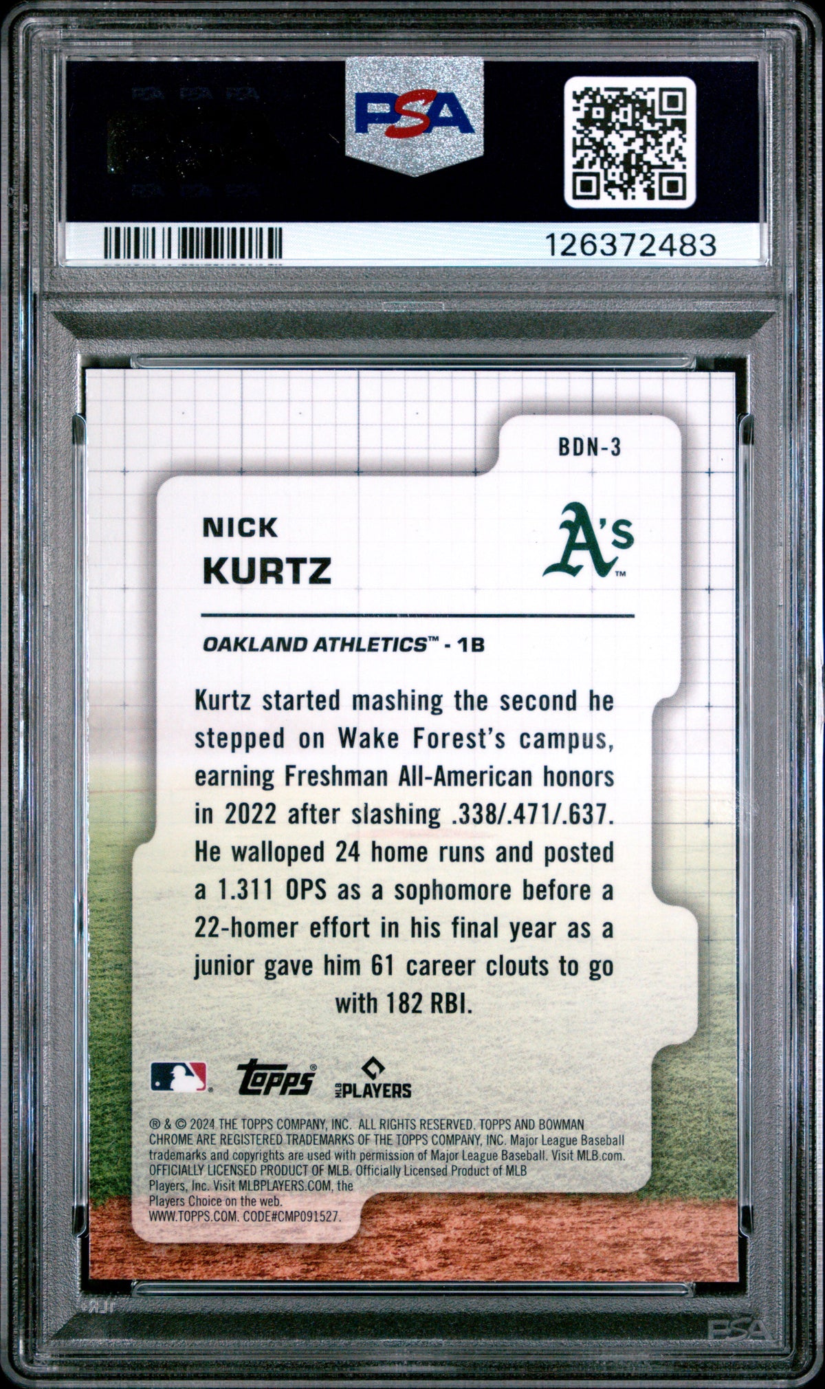 2024 Bowman Draft Bowman Draft Night Nick Kurtz #BDN3 PSA 9