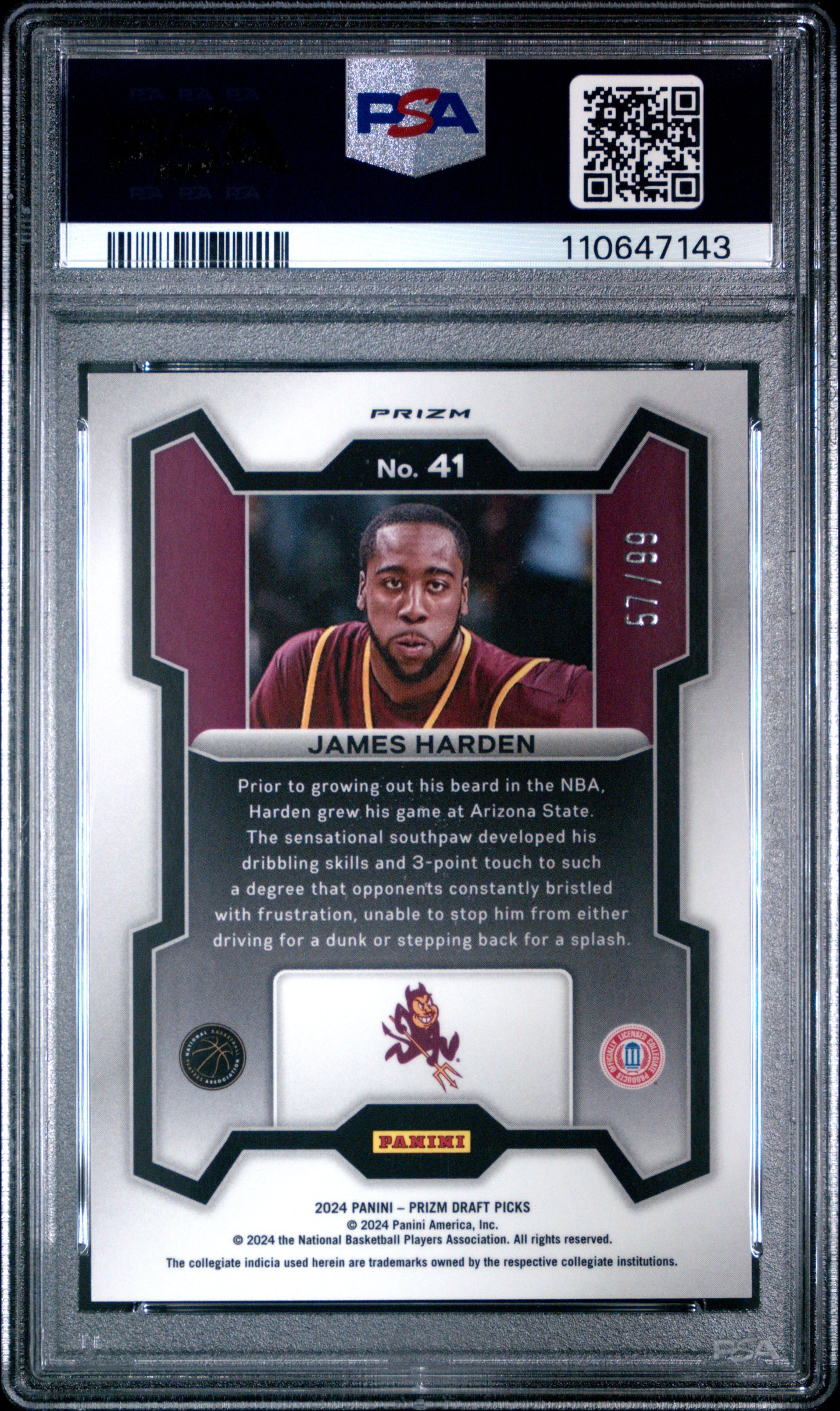 2024 Panini Prizm Draft Picks James Harden #41 Blue Pulsar PSA 10