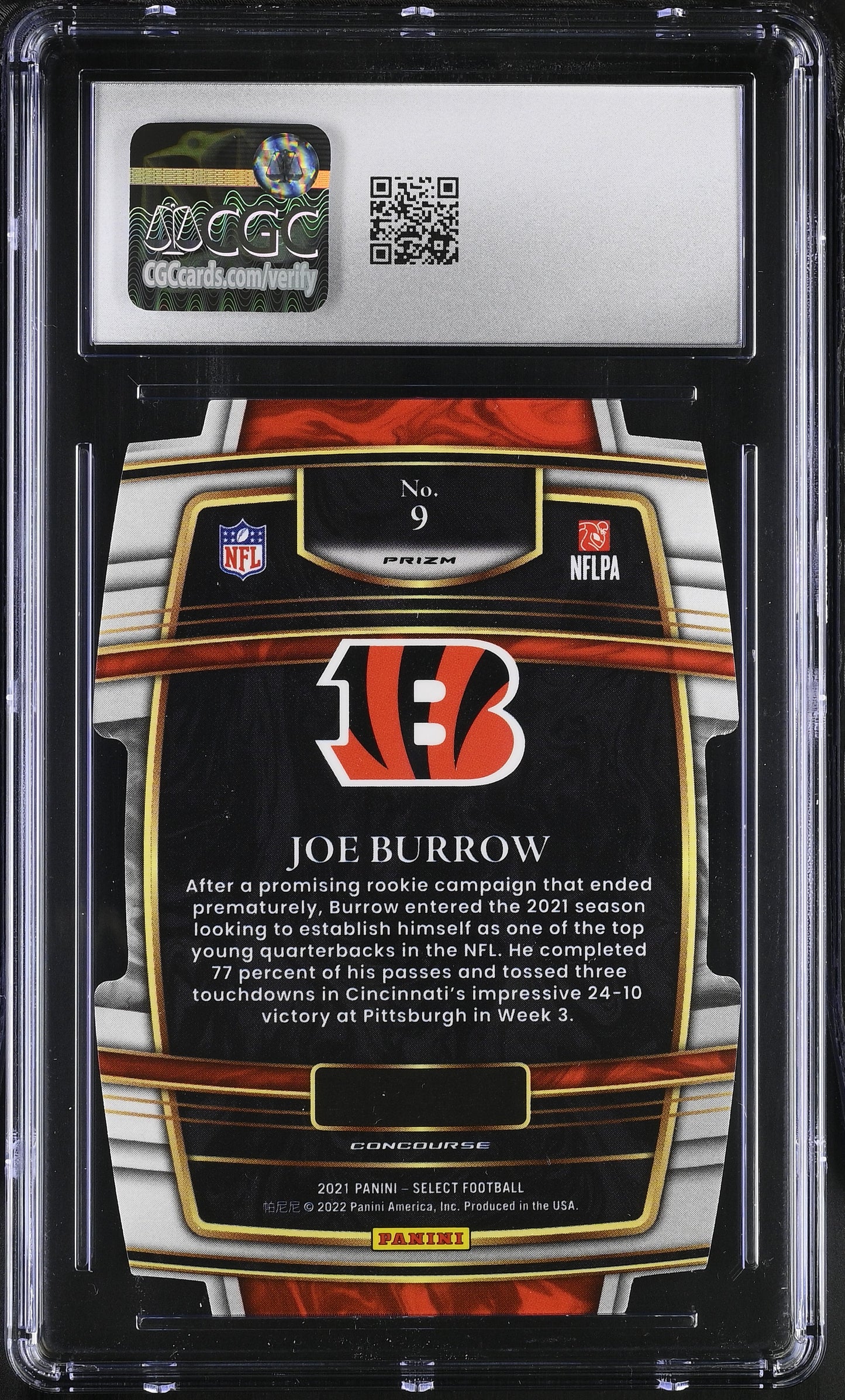 2021 Panini Select Joe Burrow #9 Red & Blue Die-Cut CGC 10