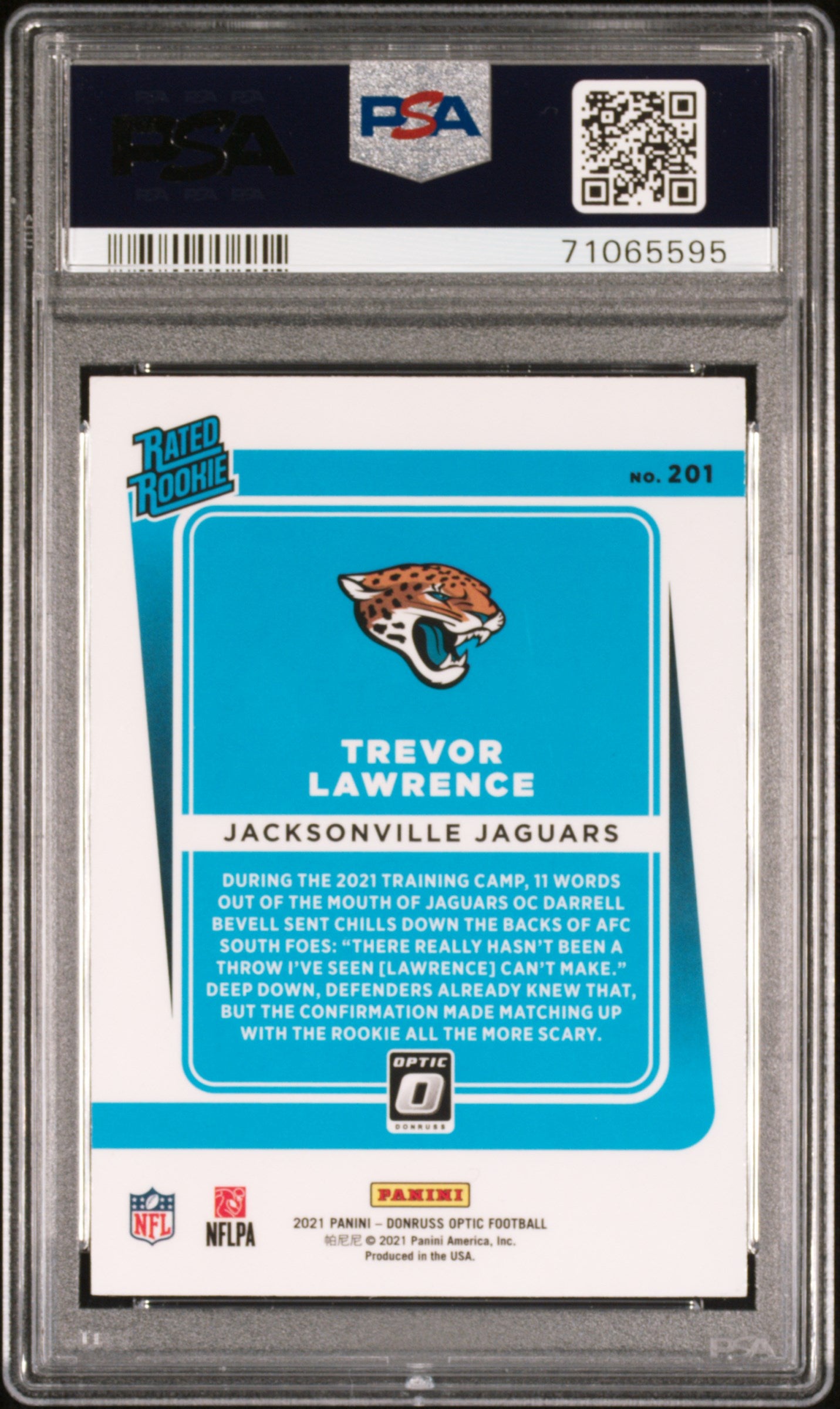 2021 Panini Donruss Optic Trevor Lawrence #201 PSA 9