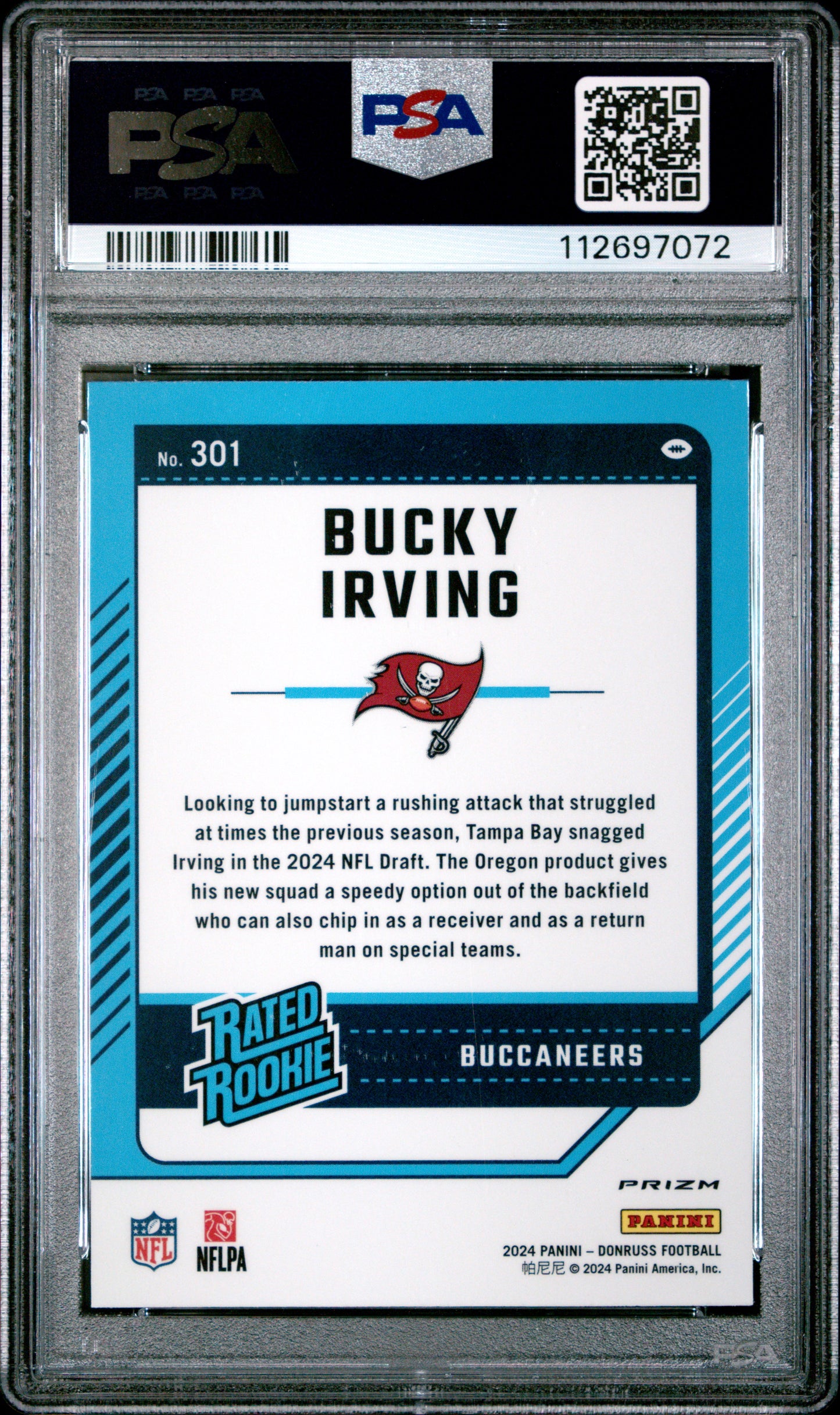 2024 Panini Donruss Bucky Irving #301 Optic Preview Pink PSA 10
