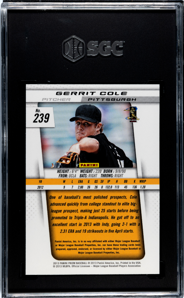 2013 Panini Prizm Gerrit Cole #239 SGC 9.5