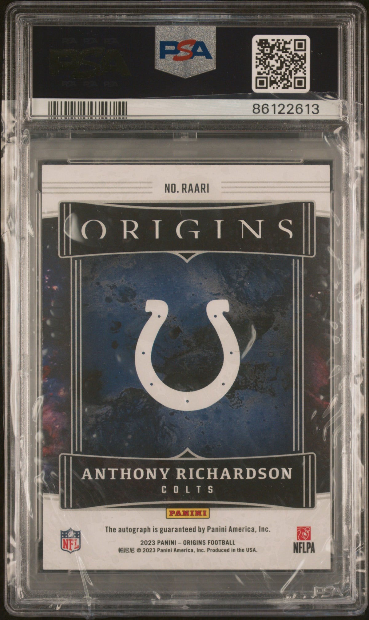 2023 Panini Origins Autographs Anthony Richardson #RAARI Silver Ink PSA 9