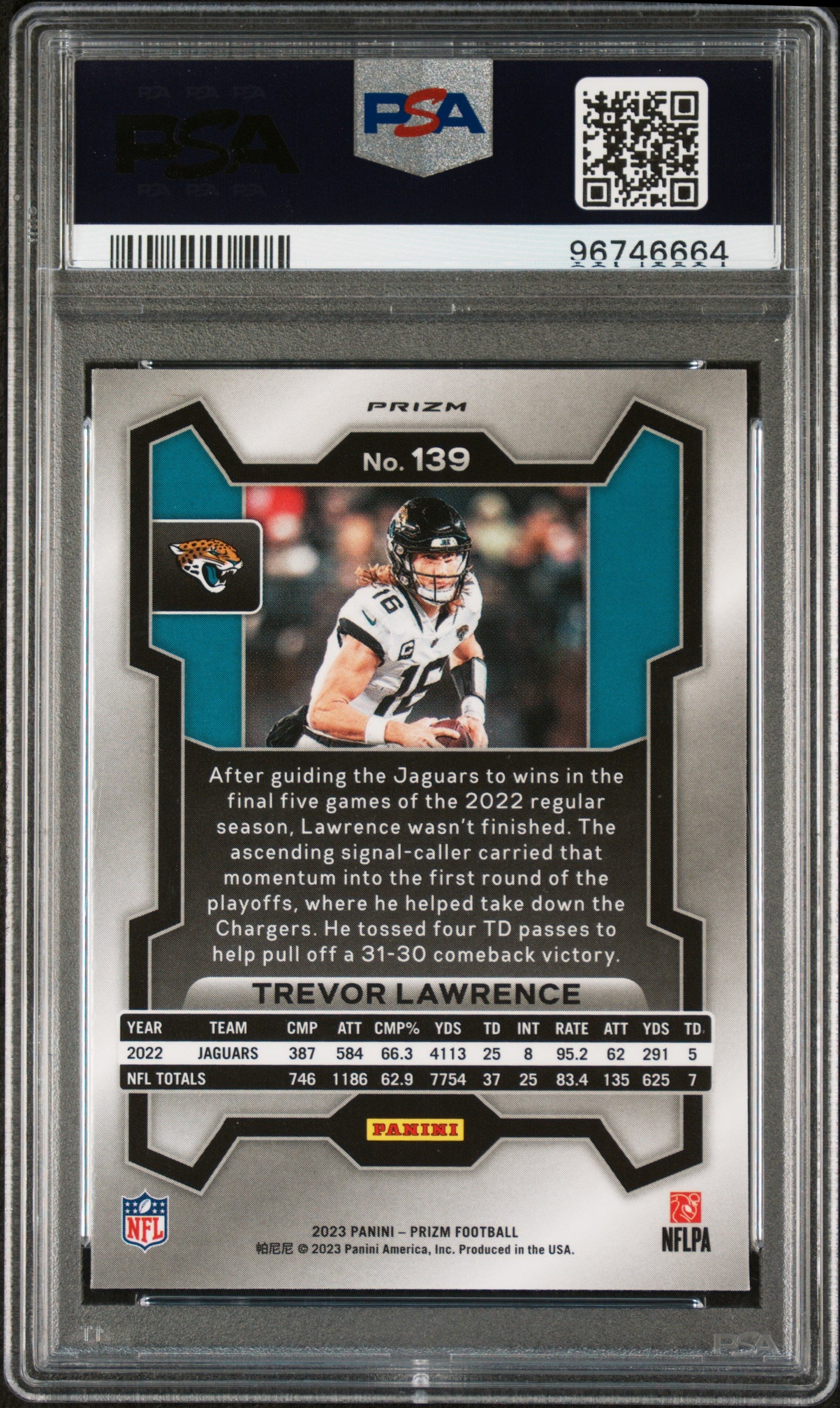 2023 Panini Prizm Trevor Lawrence #139 Black & White Checker PSA 10