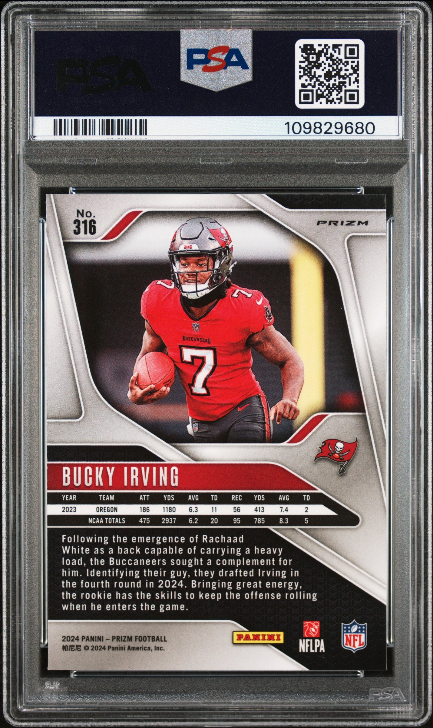 2024 Panini Prizm Bucky Irving #316 Red White Blue PSA 9