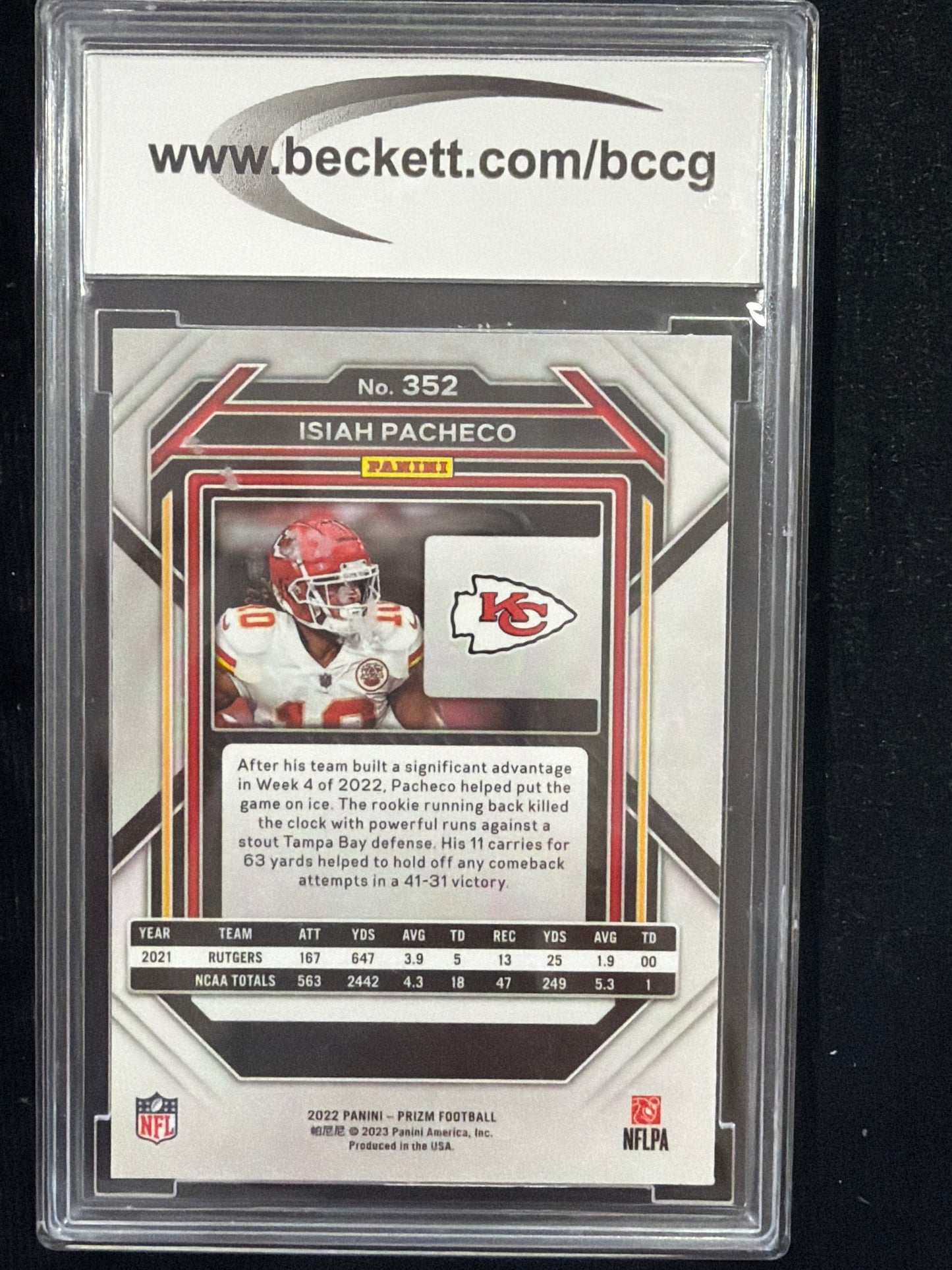 2022 Panini Prizm Isiah Pacheco #352 Rookie BGS 10