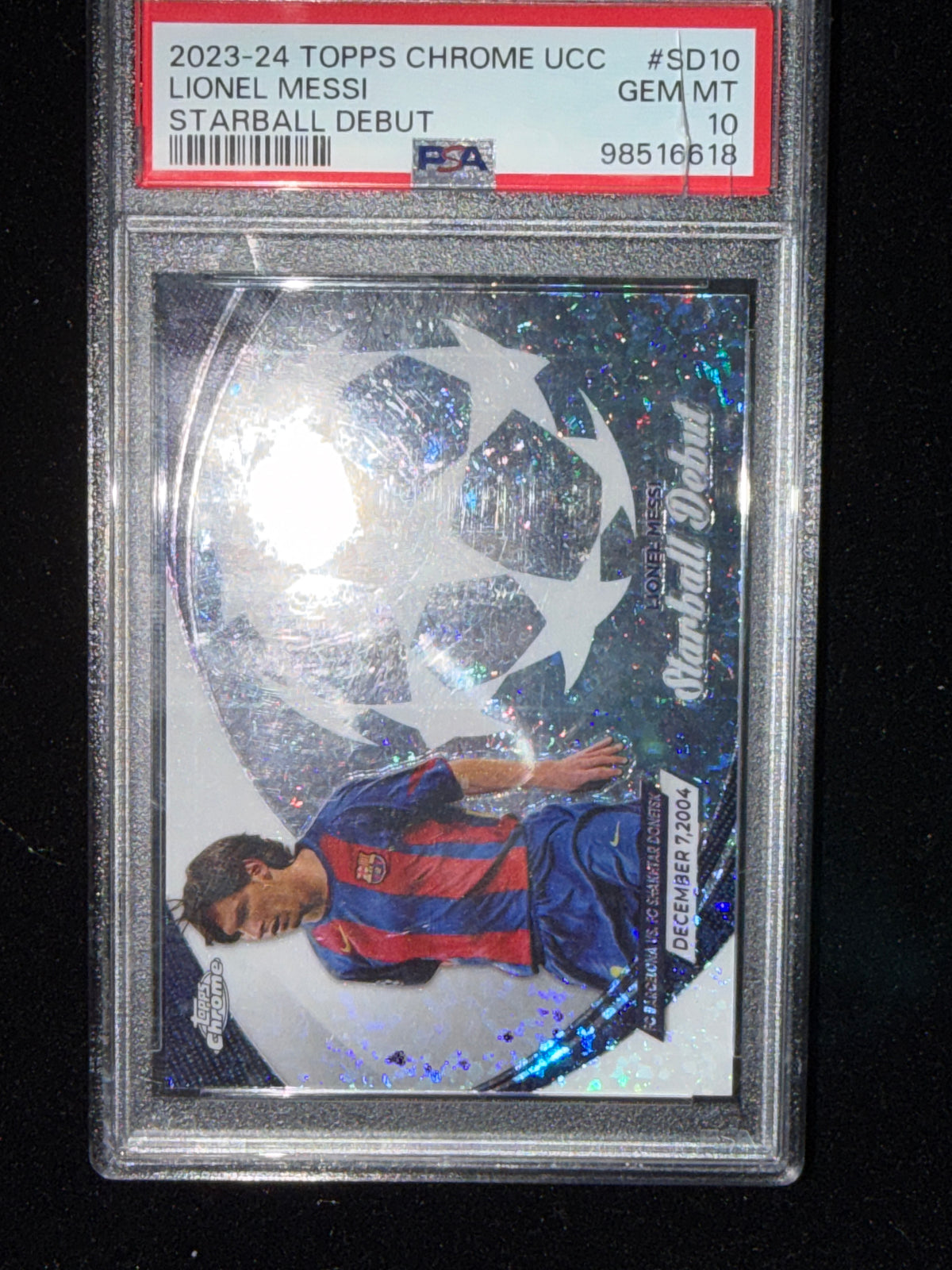 2023-24 Topps Chrome UEFA Competitions Starball Debut Lionel Messi #SD10 PSA 10