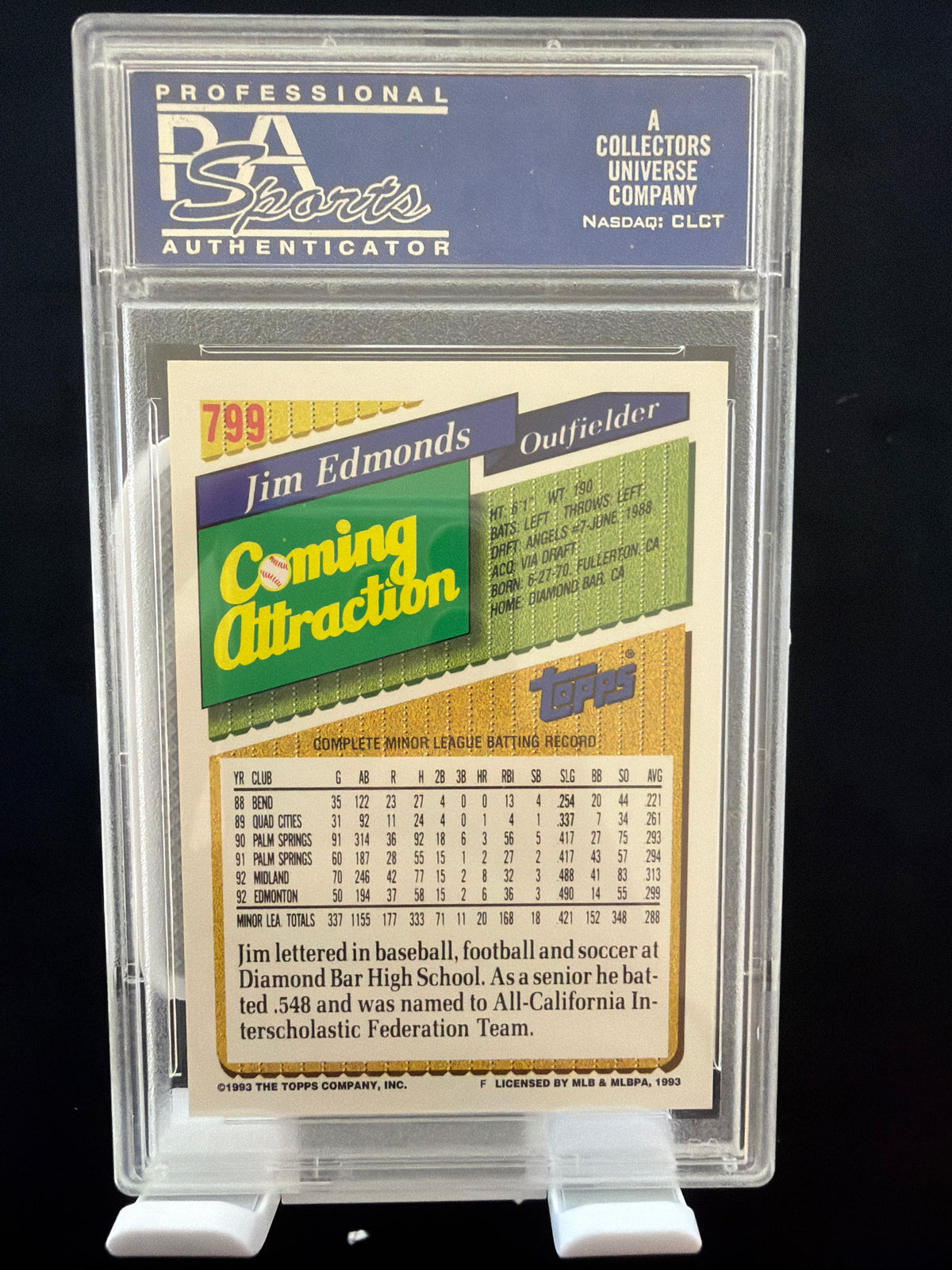 1993 Topps Gold Jim Edmonds #799 PSA 9