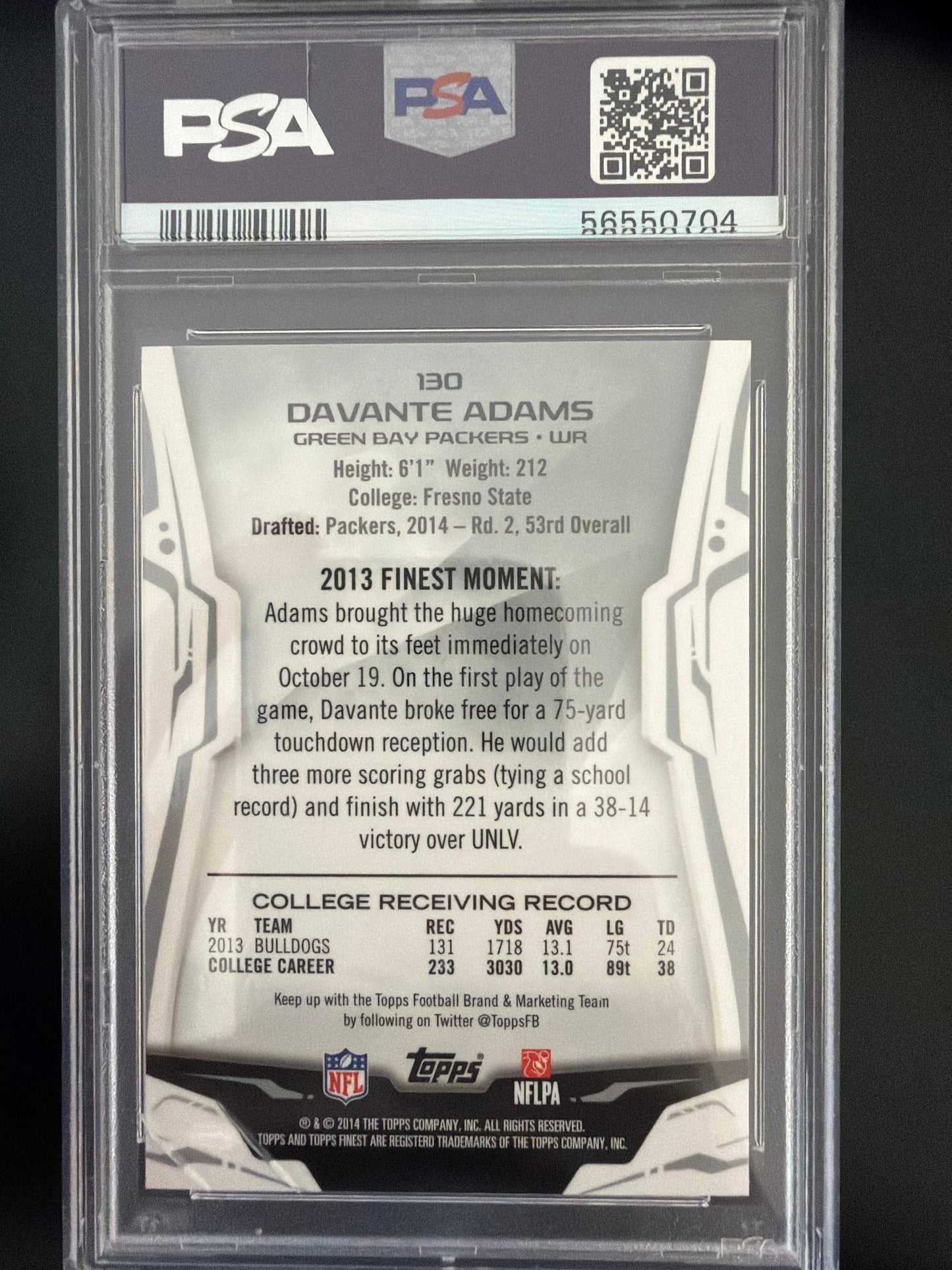 2014 Finest Davante Adams #130 PSA 9