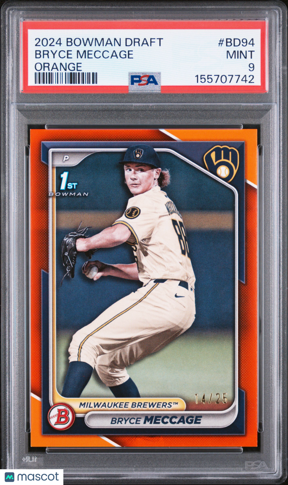 2024 Bowman Draft Bryce Meccage #BD94 Orange /25 PSA 9
