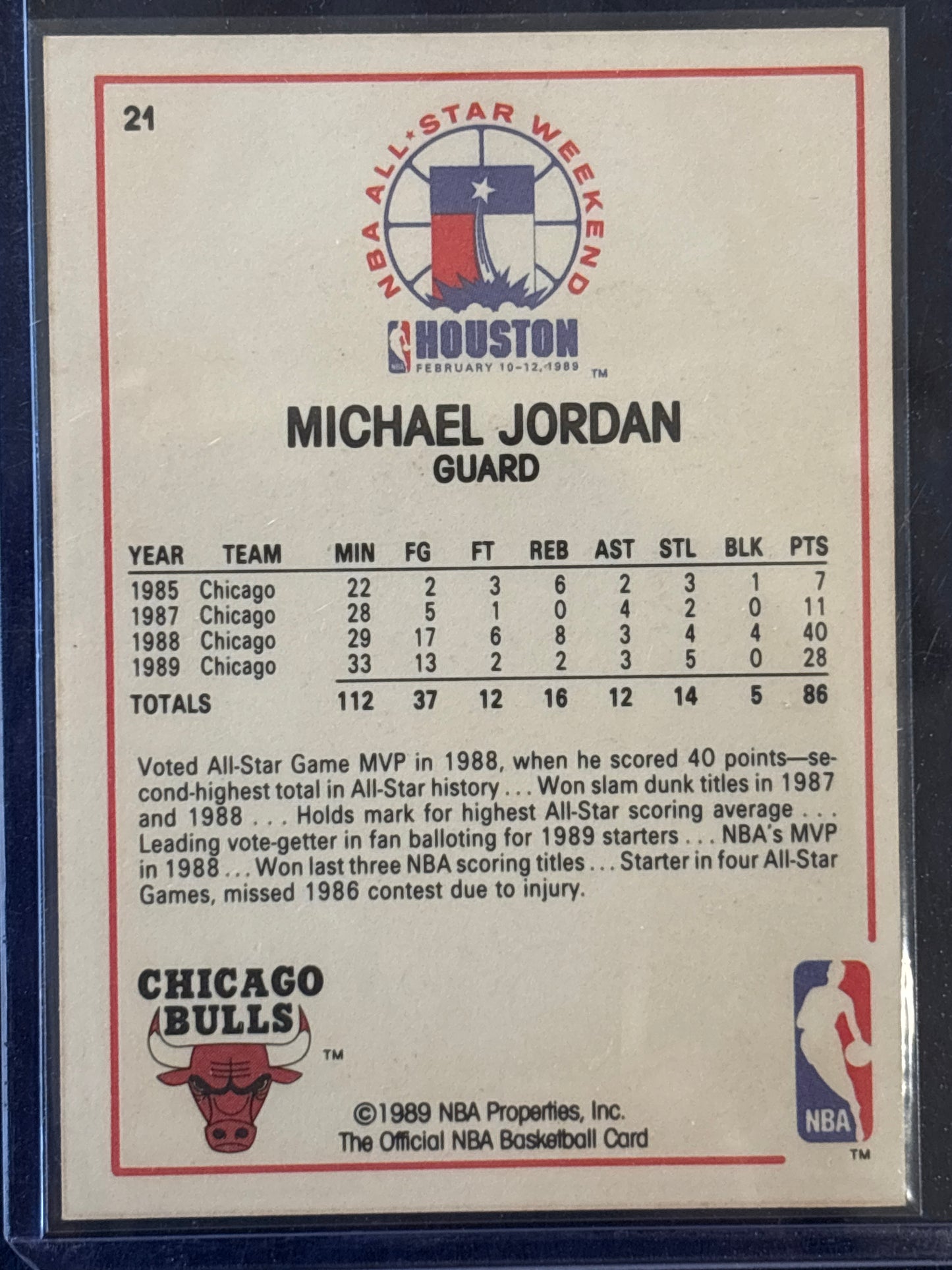 1989 NBA Hoops All-Star Weekend Michael Jordan #24