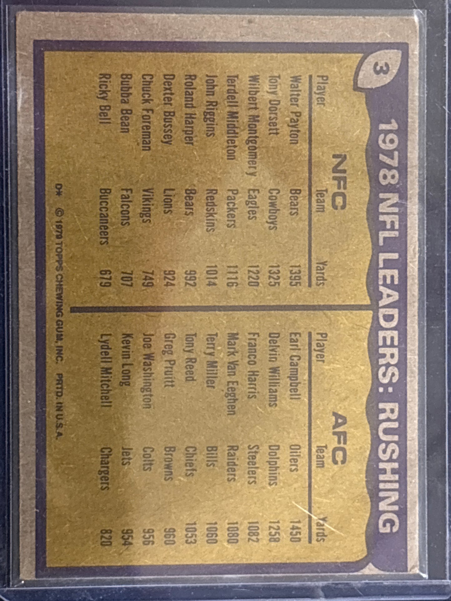 1979 Topps Earl Campbell Walter Payton #3