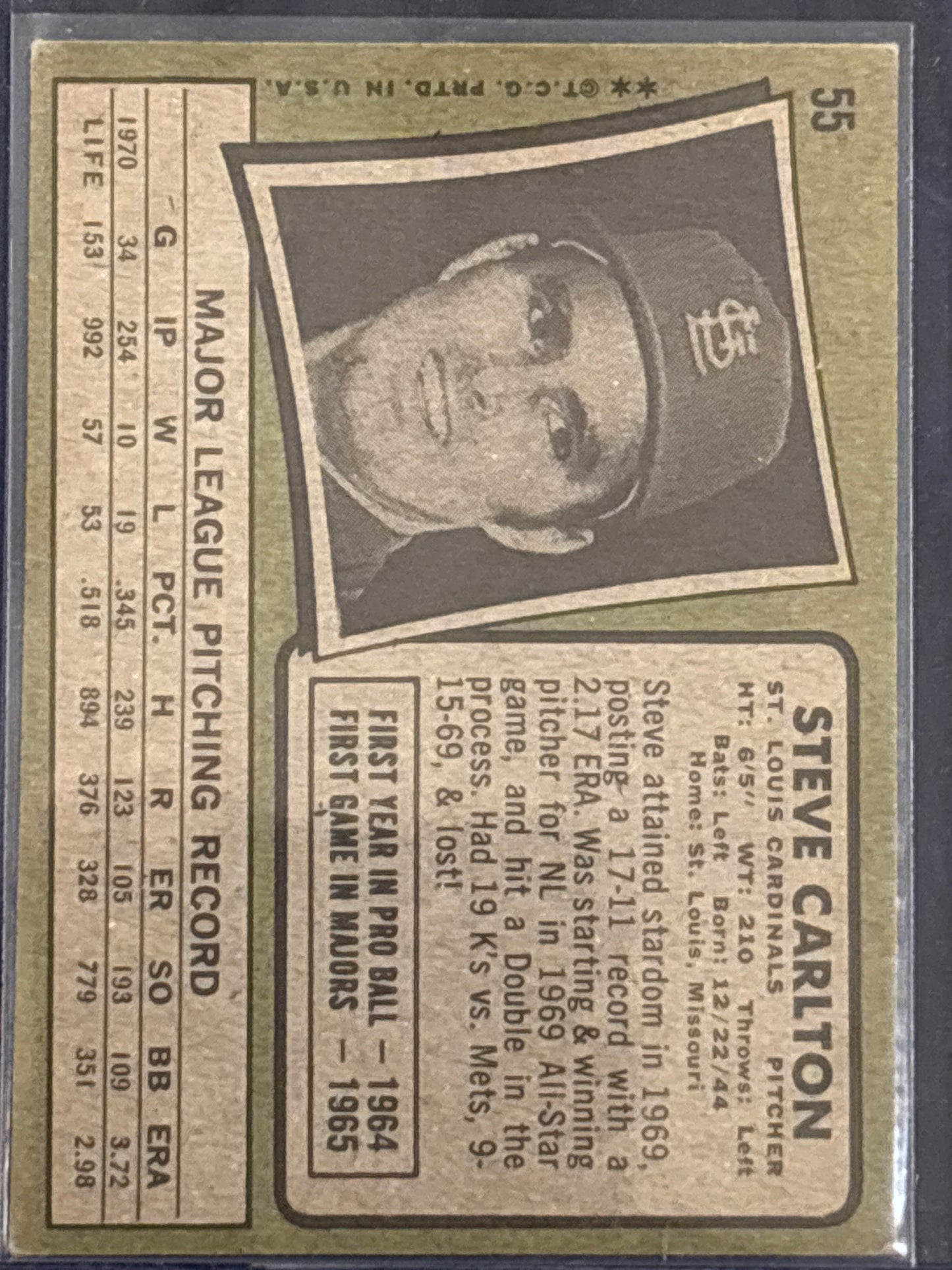 1969 Topps Steve Carlton #55