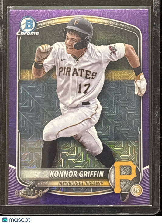 2025 Bowman Chrome Prospects Konnor Griffin #BCP-86 Purple Mojo 009/250