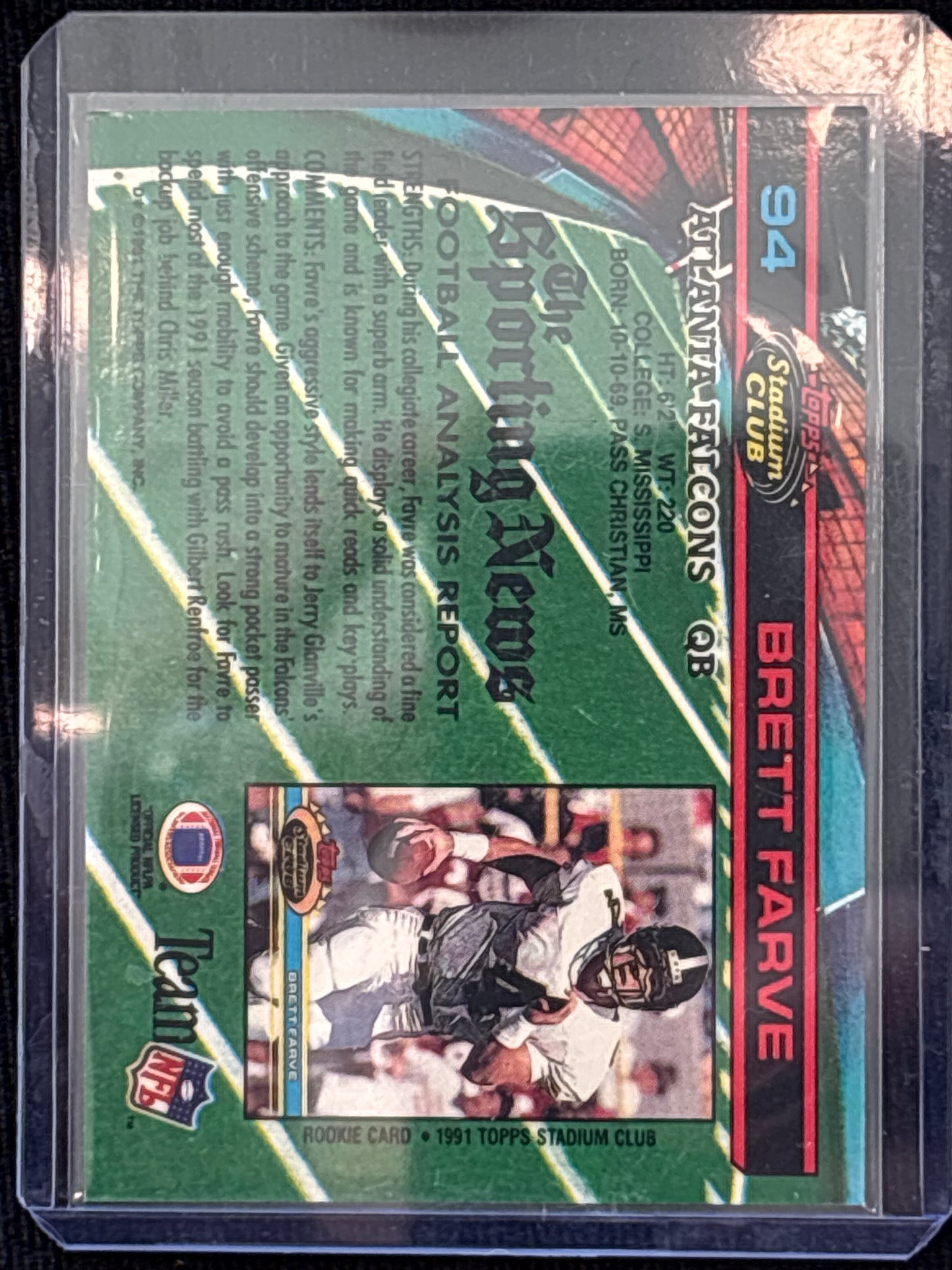 1991 Topps Stadium Club Brett Favre #94 HOF