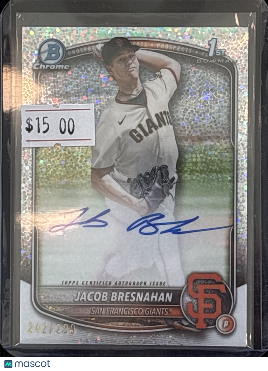 2025 Topps Bowman Chrome Jacob Bresnahan #CPA-JBR Speckle Refractor Parallel/Variety Mint 242/299