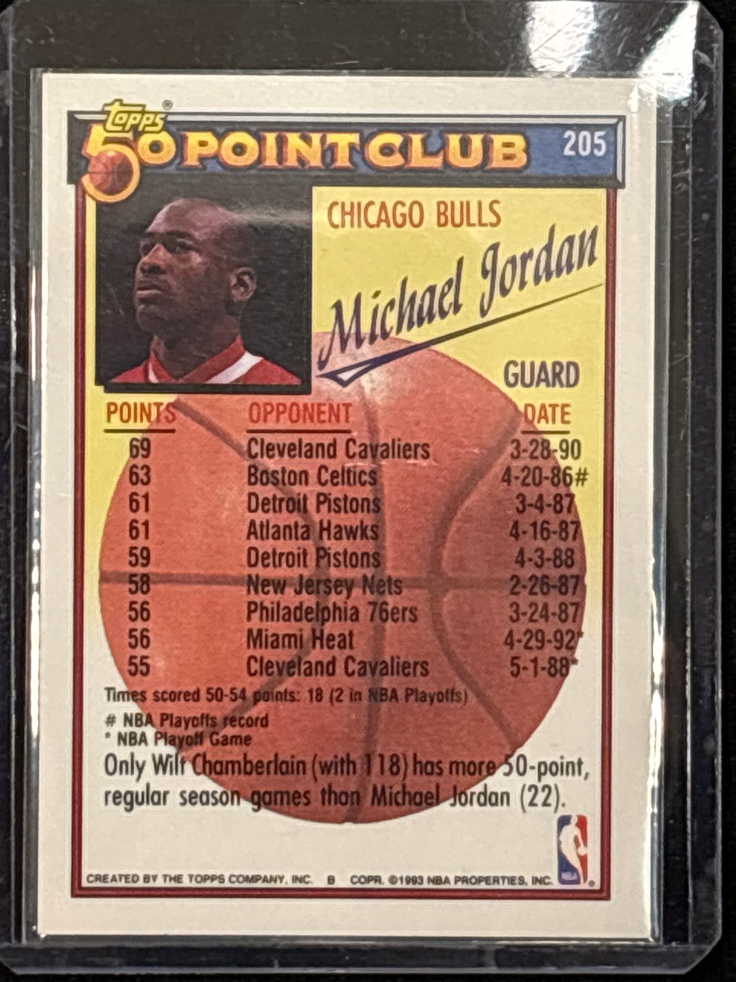 1993 Topps 50 Point Club Michael Jordan #205 HOF Mint