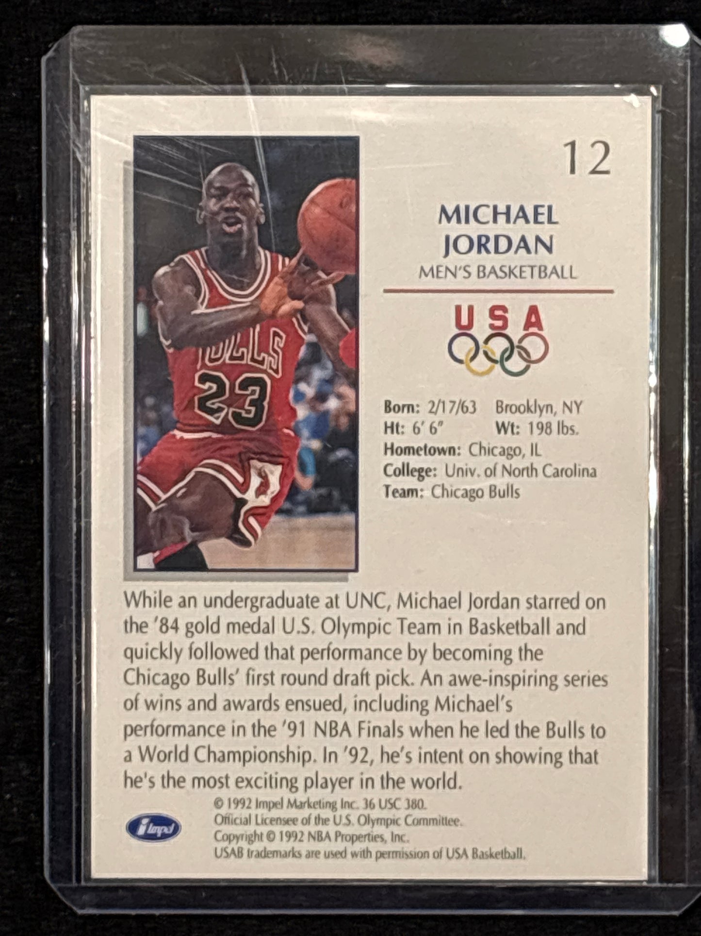 1992 Impel U.S. Olympicards Michael Jordan #12 HOF Mint