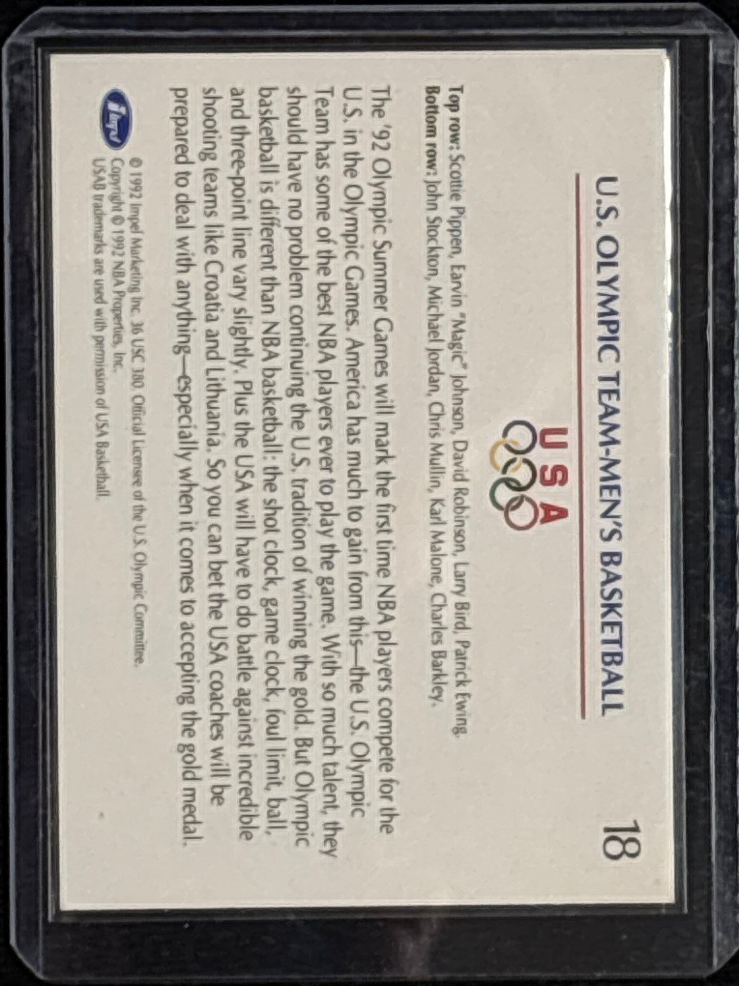 1992 Impel U.S. Olympicards USA Men's Basketball Team #18