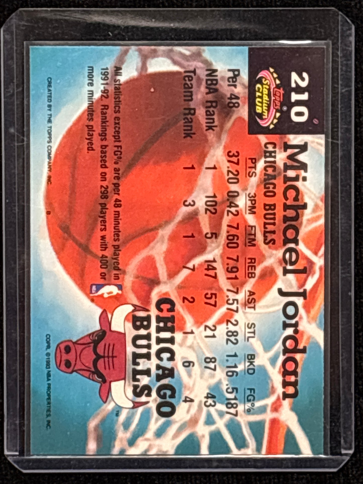 1993 Topps Stadium Club Members Choice Michael Jordan #210 HOF