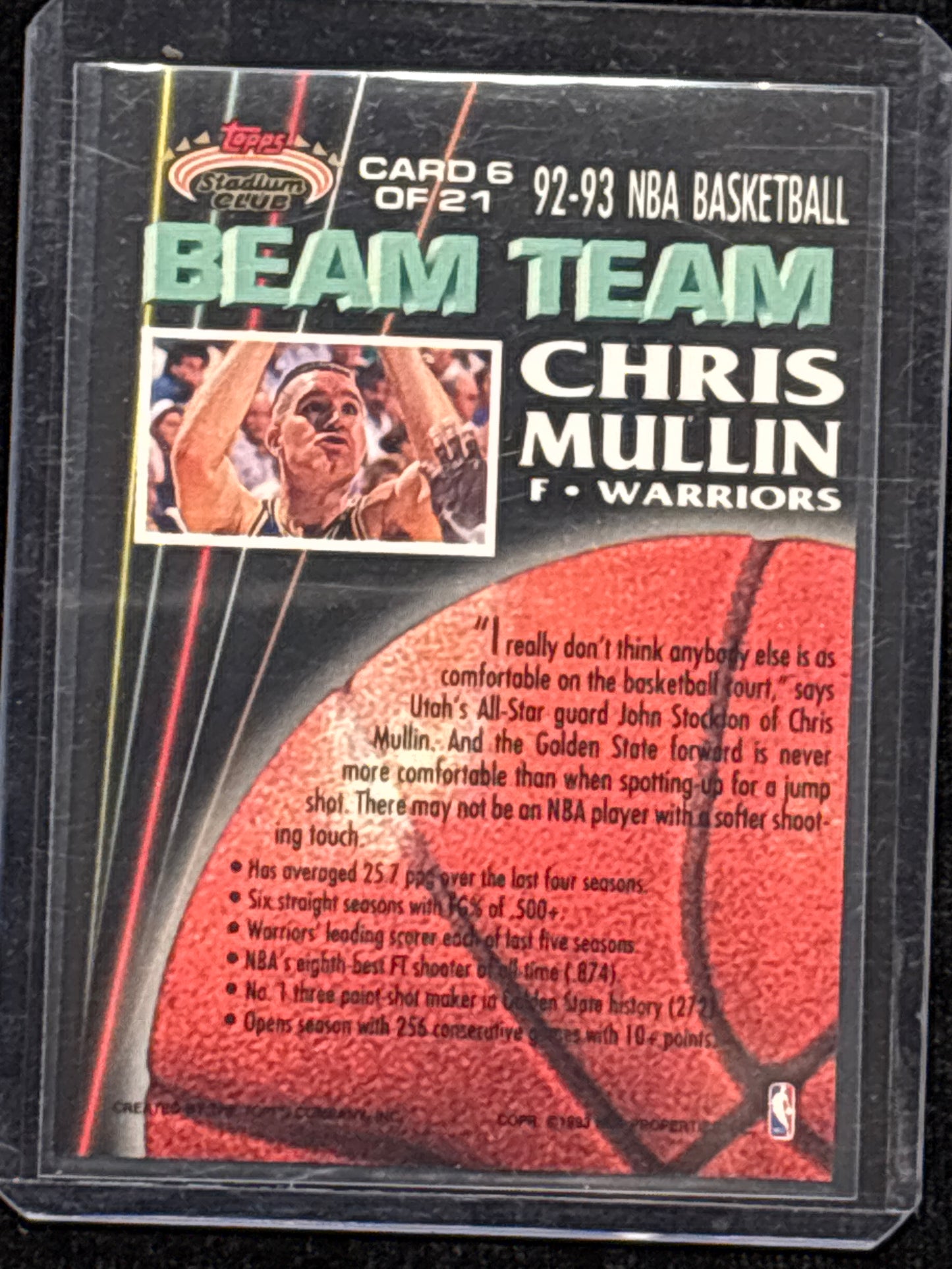 1992-93 Topps Stadium Club Beam Team Chris Mullin #6