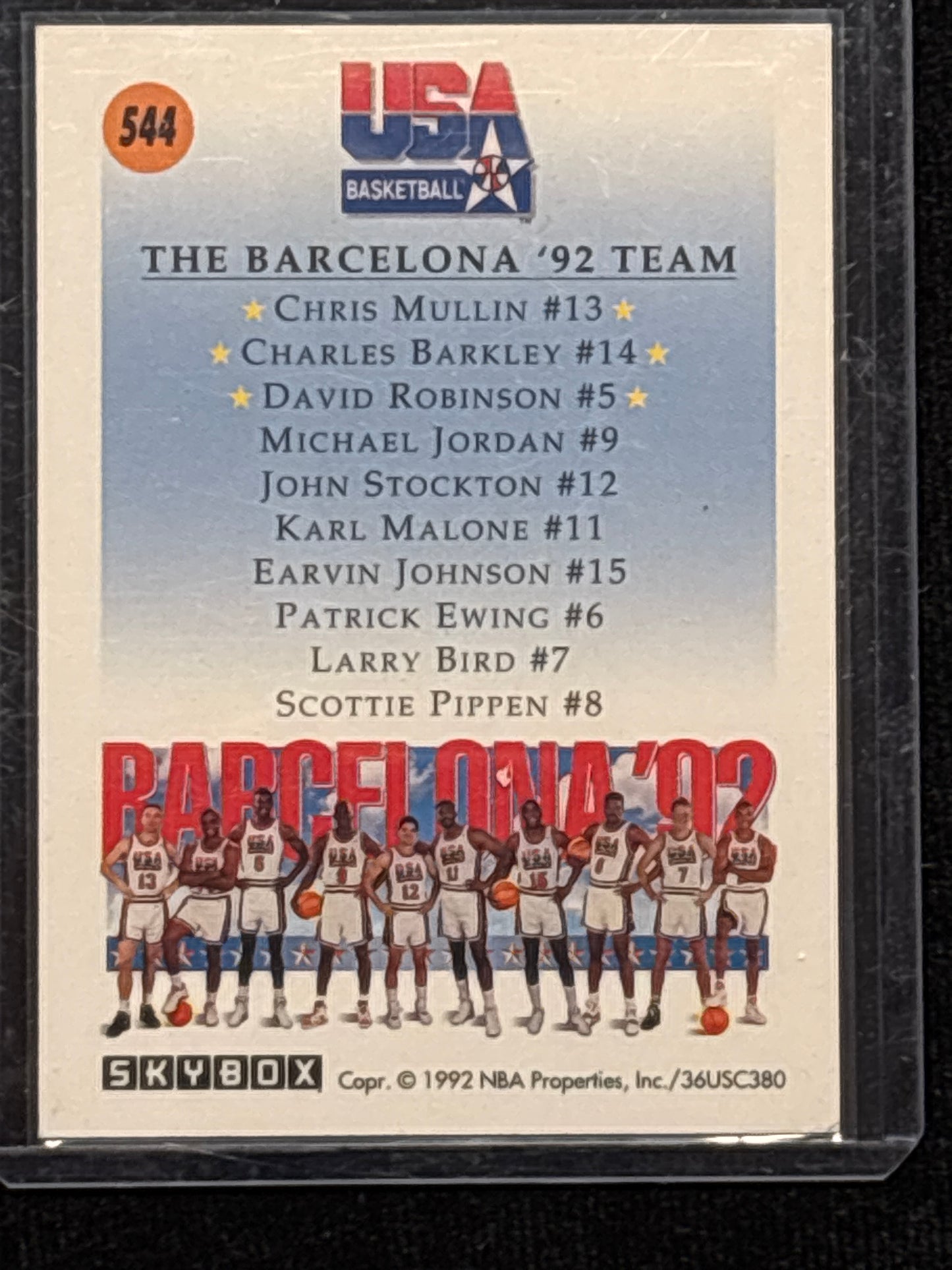 1992 SkyBox USA Basketball Earvin Johnson John Stockton Karl Malone Michael Jordan Patrick Ewing David Robinson Chris Mullin Larry Bird Charles Barkley Scottie Pippen #544