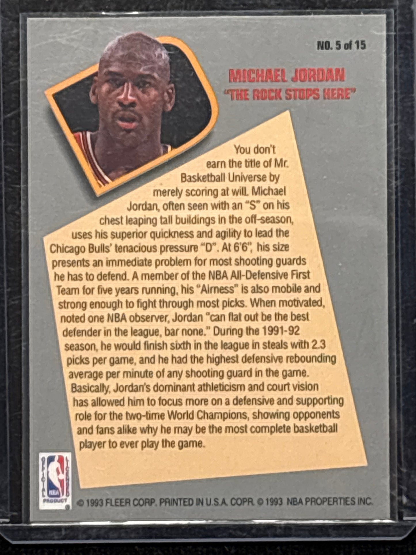 1993 1992-93 Fleer Total D Michael Jordan #5 HOF