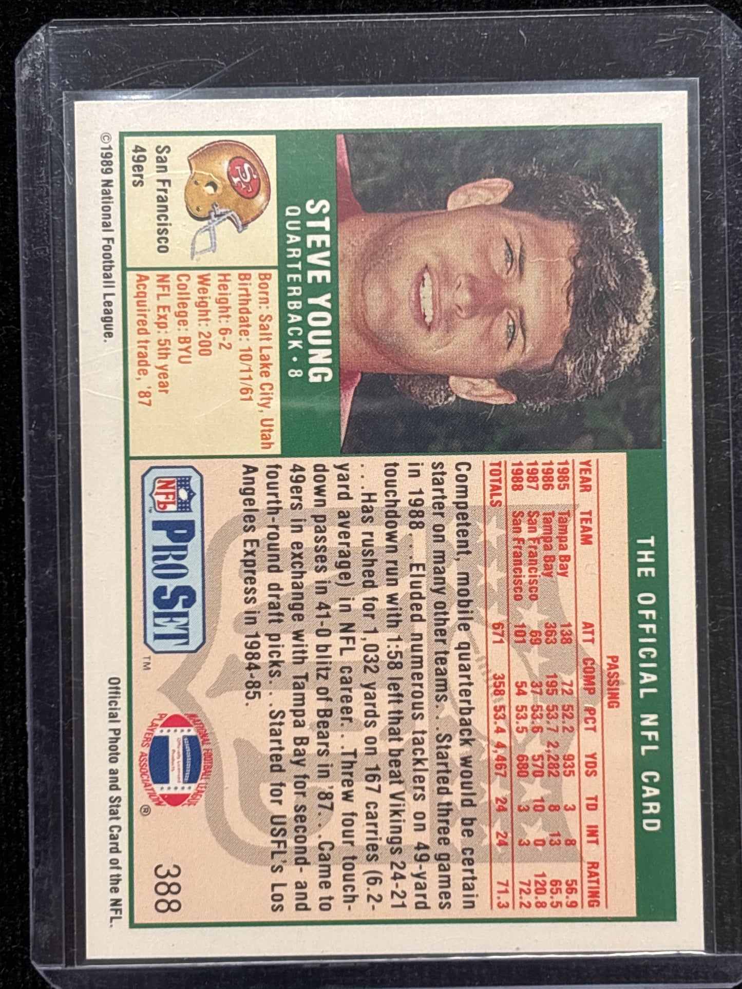 1989 Pro Set Steve Young #388