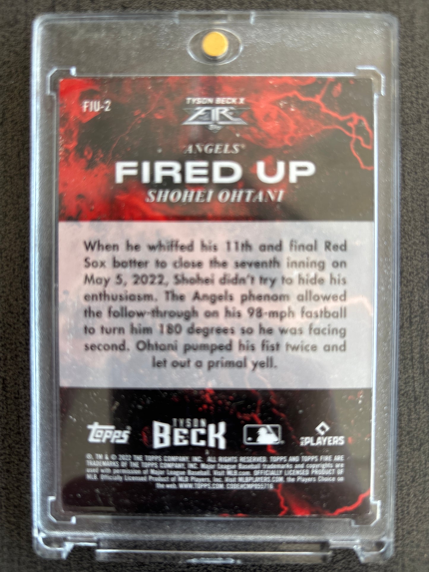 2022 Topps Fire Tyson Beck Fired Up Shohei Ohtani #FIU-2 Gold