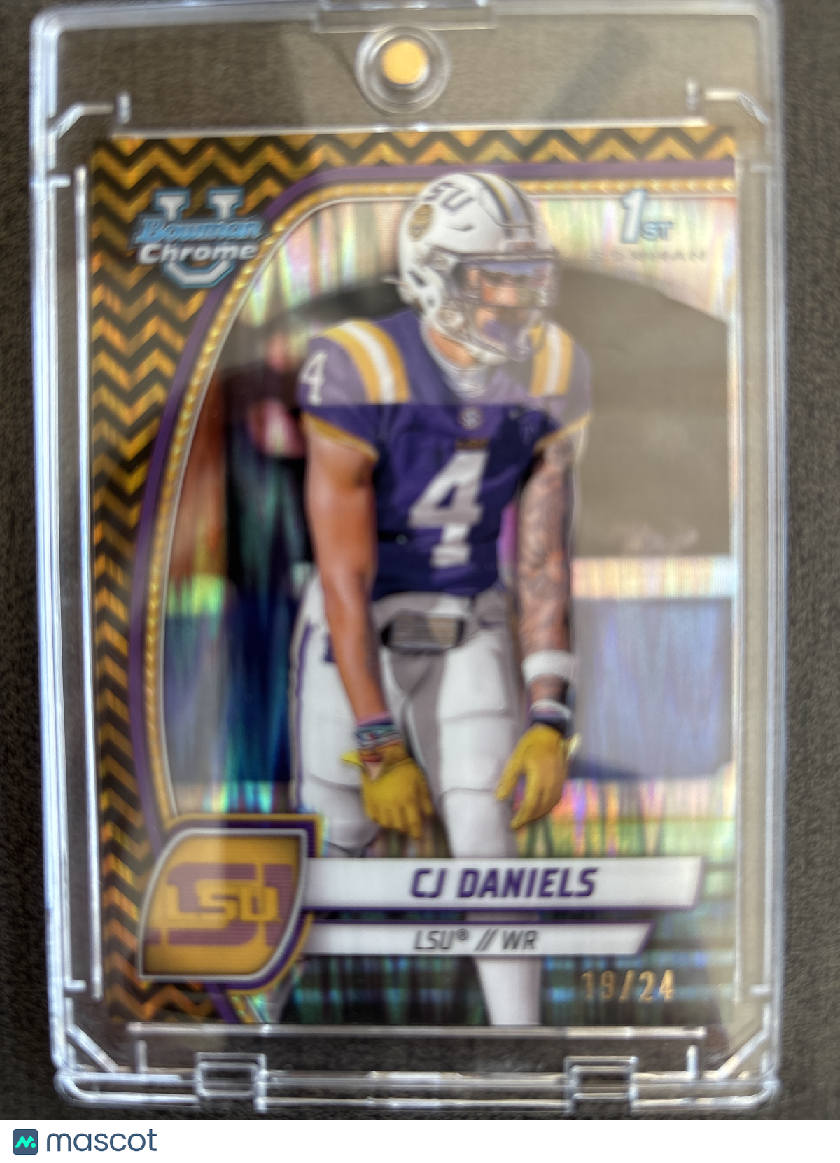 2024 Bowman Chrome University CJ Daniels #150 Yellow Zig Zag Refractor /24