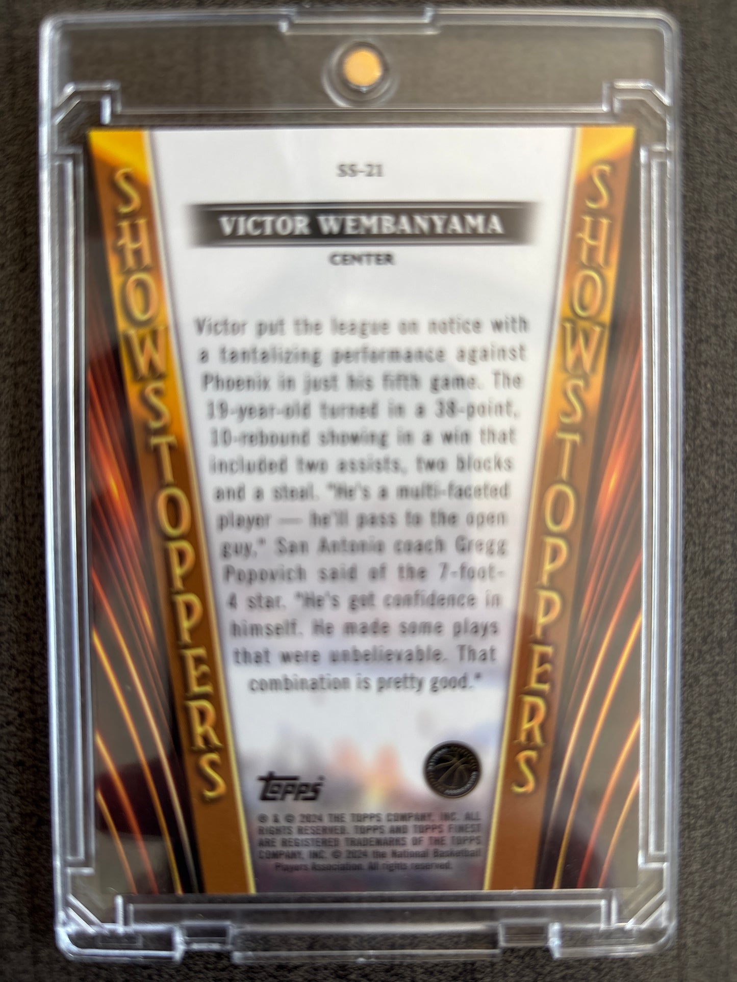 2024 Topps Finest Showstoppers Victor Wembanyama #SS-21 RC