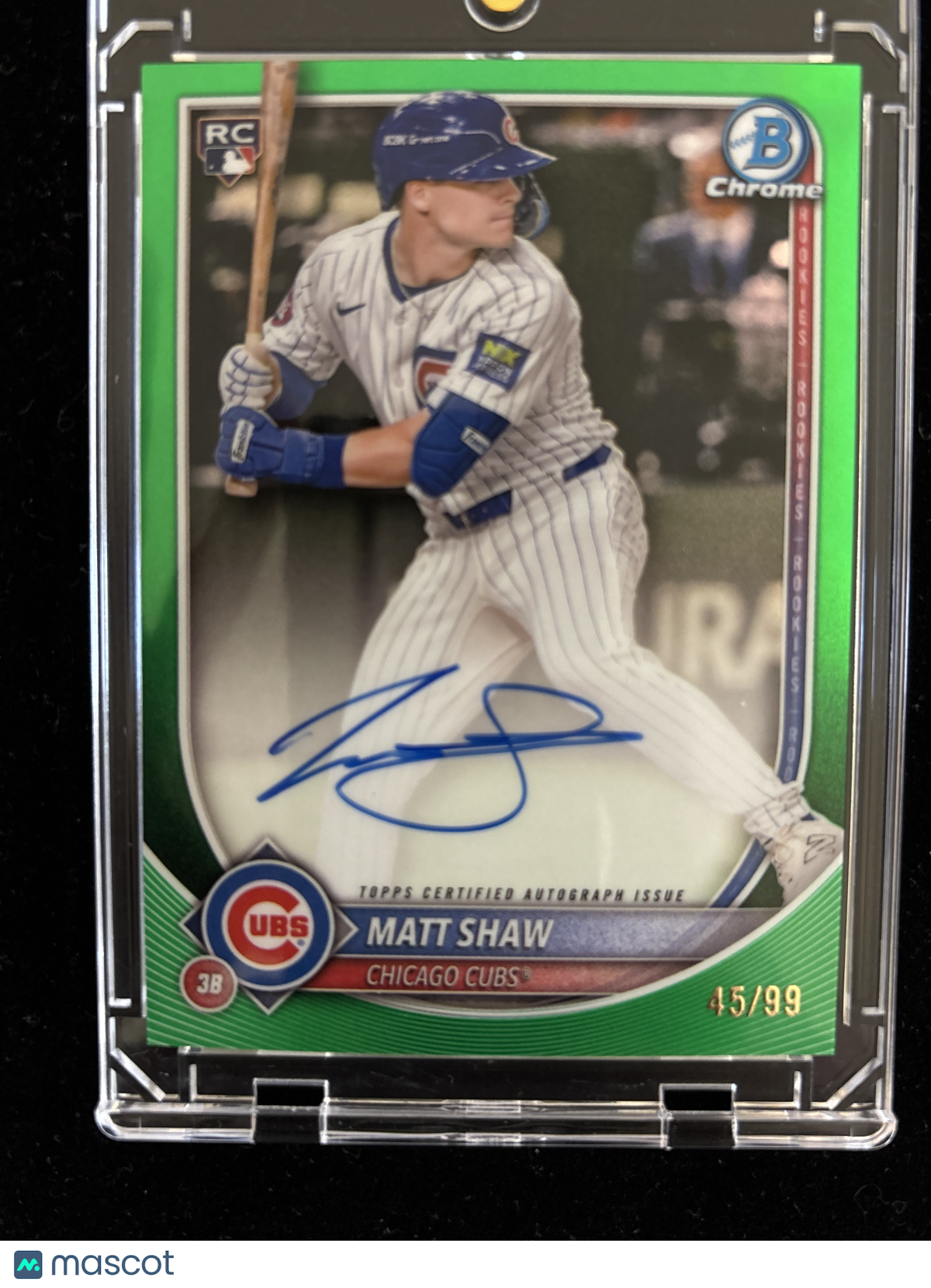 2025 Bowman Chrome Matt Shaw #CRA-MS Green Refractor /99 RC