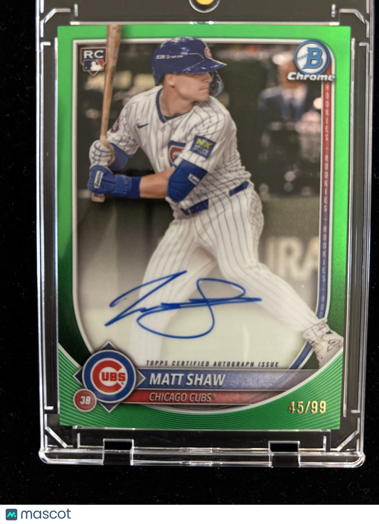 2025 Bowman Chrome Matt Shaw #CRA-MS Green Refractor /99 RC