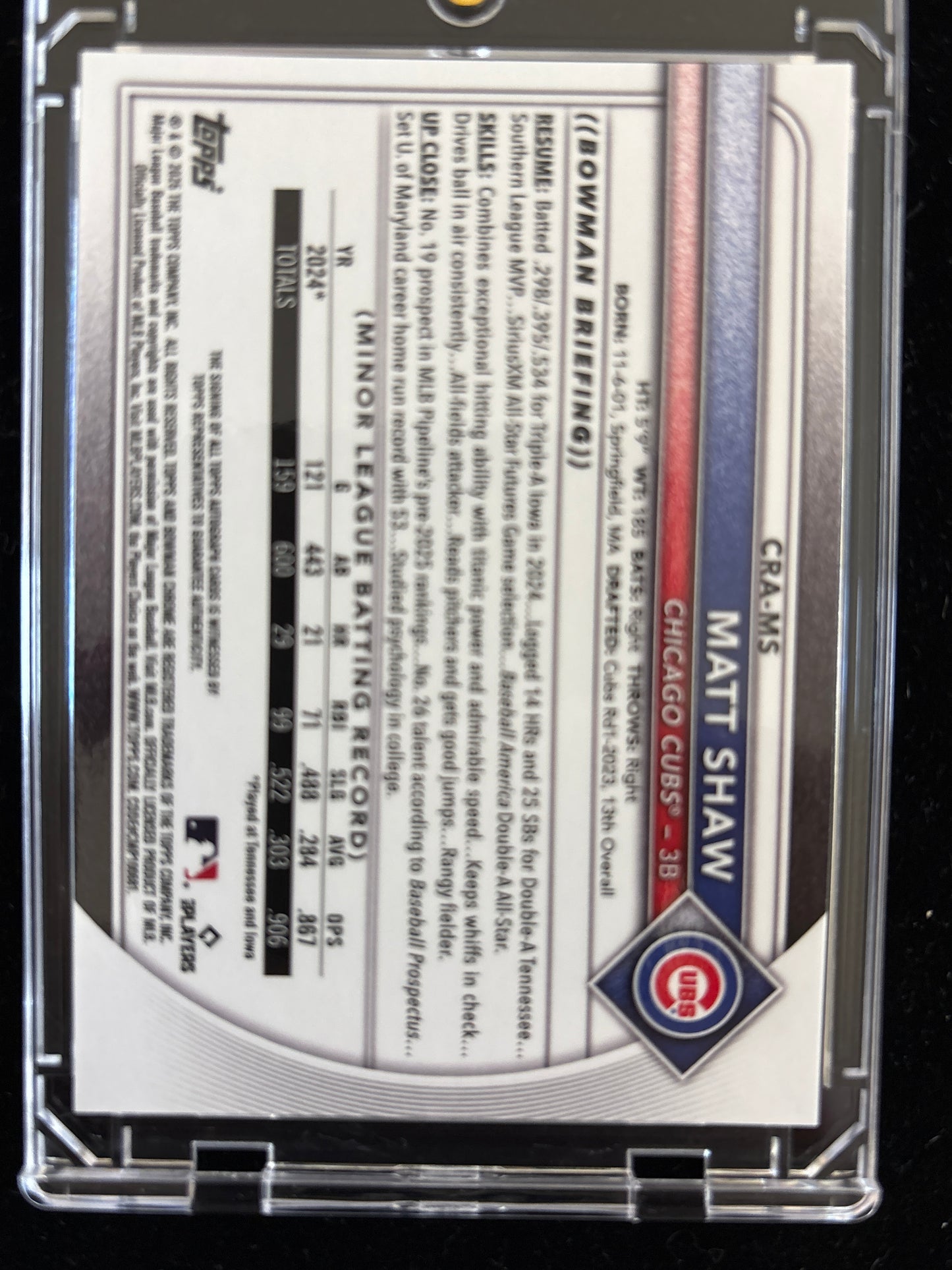 2025 Bowman Chrome Matt Shaw #CRA-MS Green Refractor /99 RC