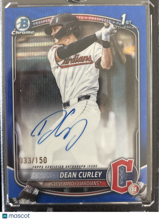 2025 Topps Bowman Chrome Dean Curley #CPA-DC Blue Refractor /150 1st Bowman